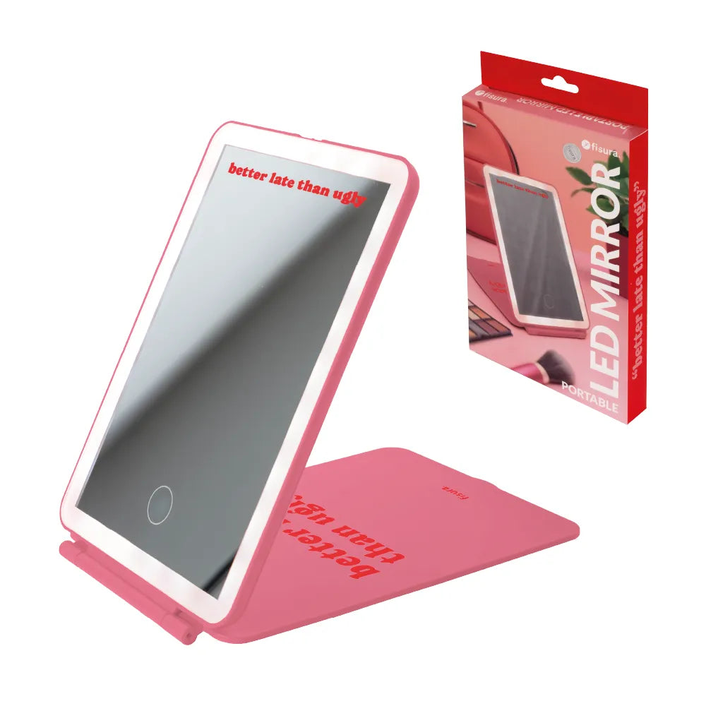 Espejo led portátil “better late than ugly”