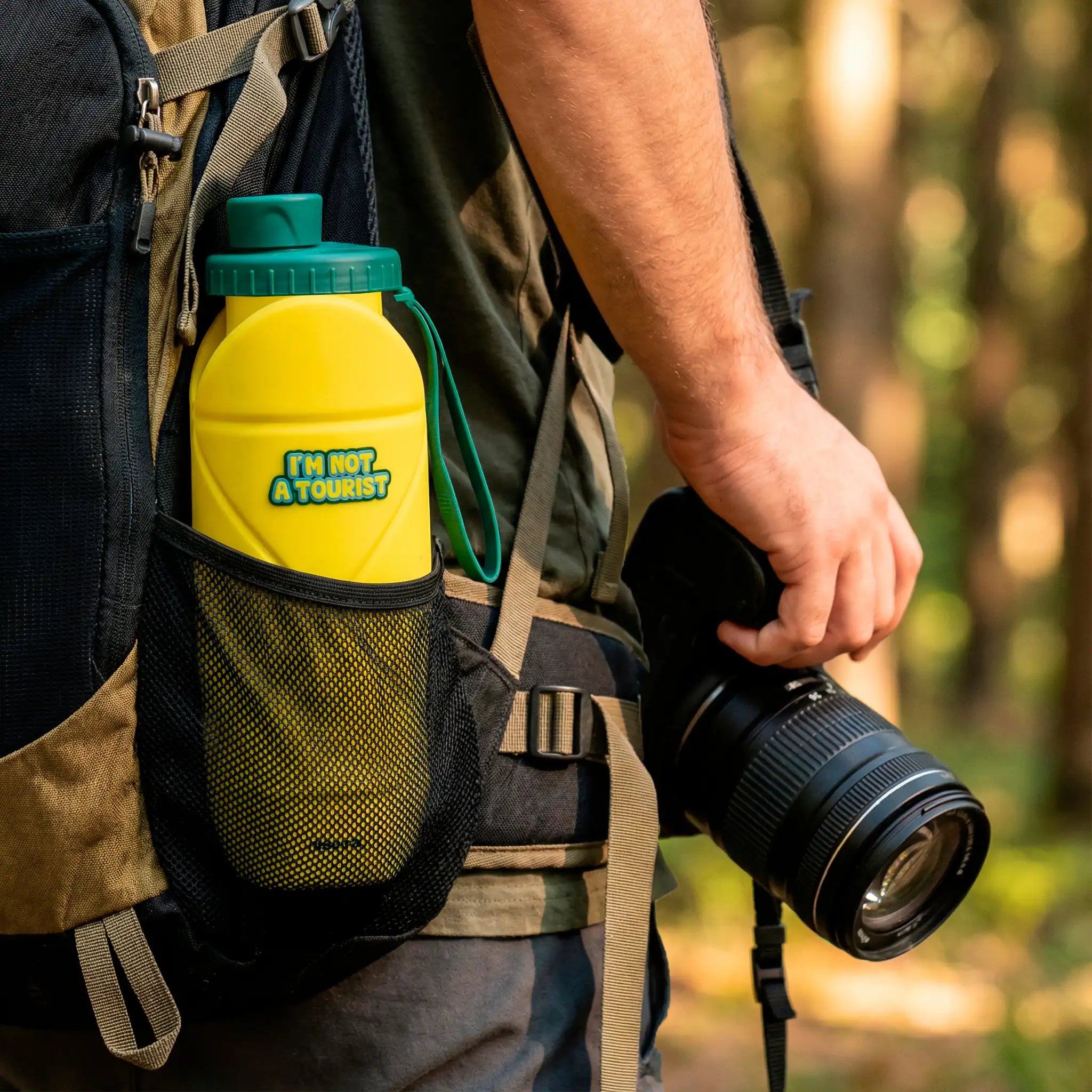 Botella plegable "I'm not a tourist"