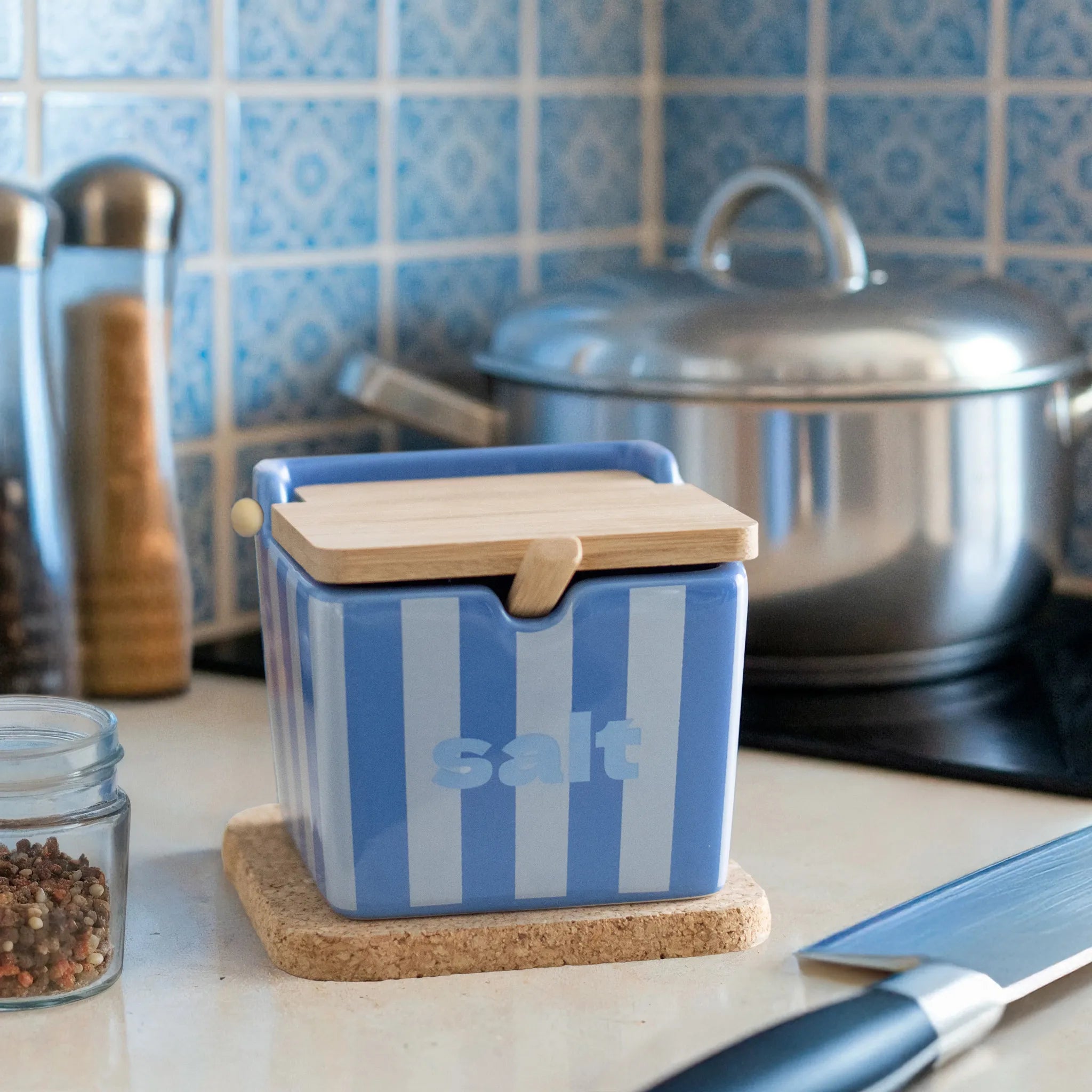 Salero “Salt” rayas azul