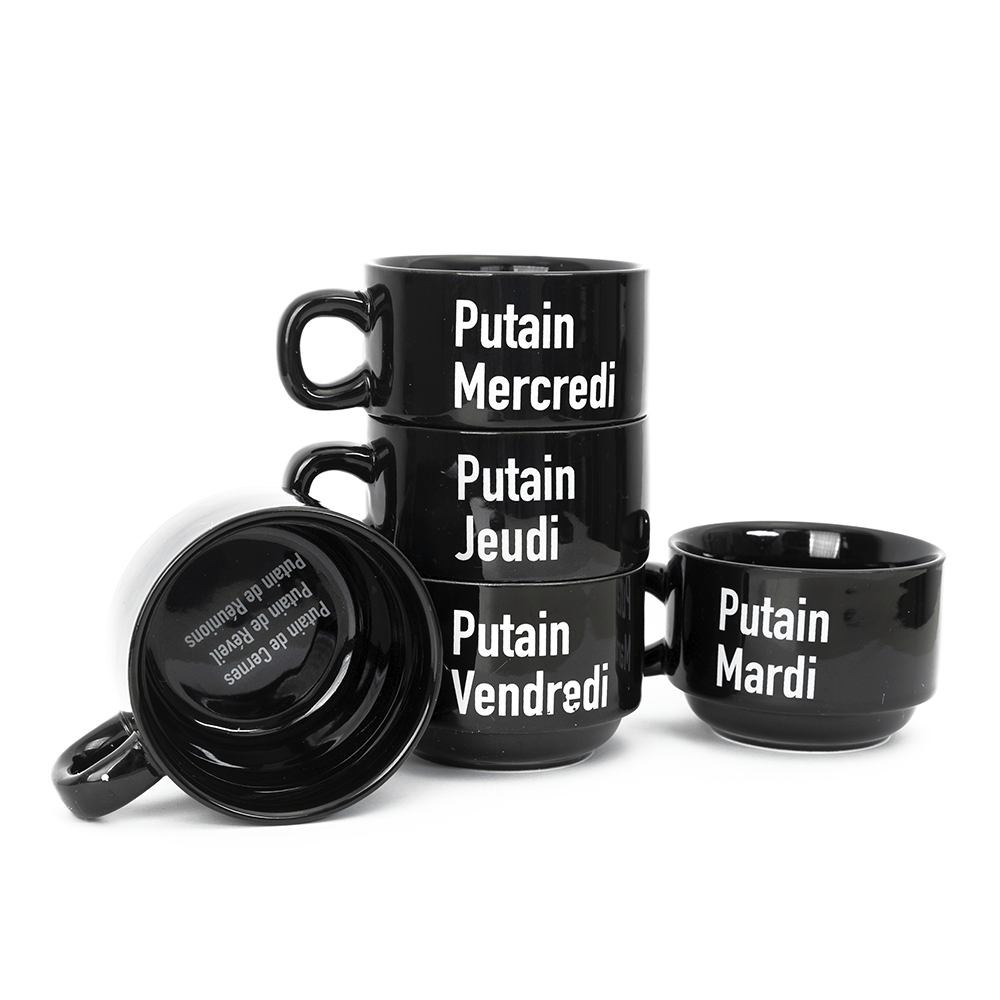 Tazas "Putain la Semaine" FR (Set de 5)