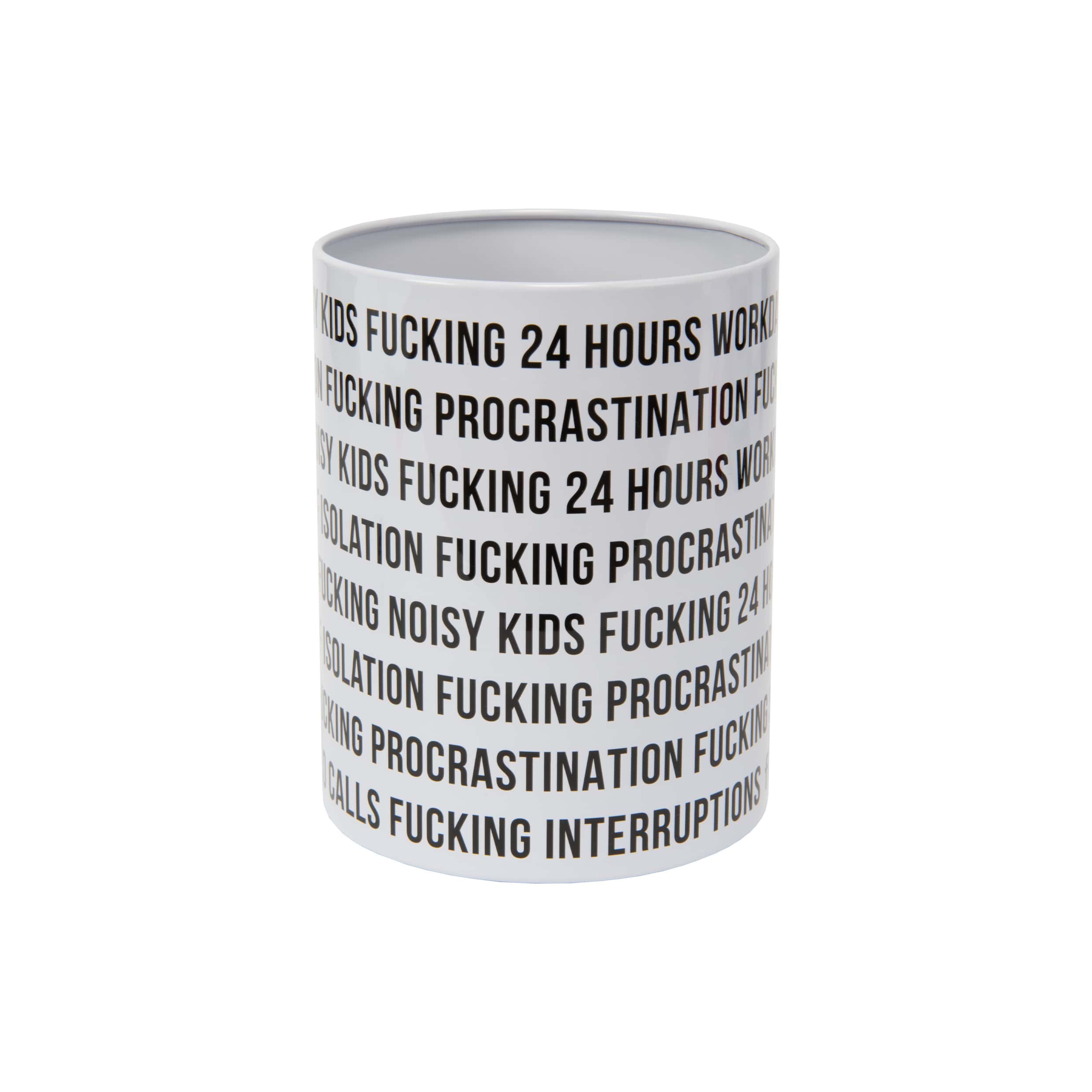 Portalápices vaso 'Fucking Home Office' Blanco