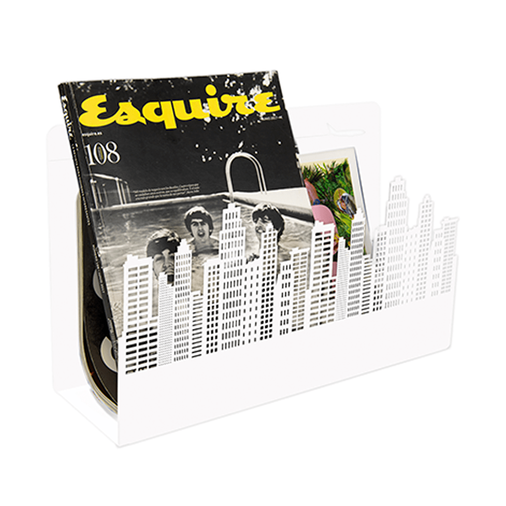 Revistero edificios blanco