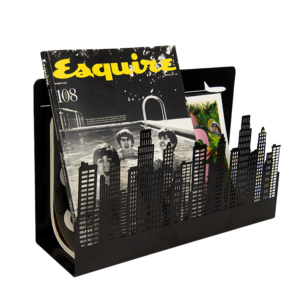 Revistero edificios negro