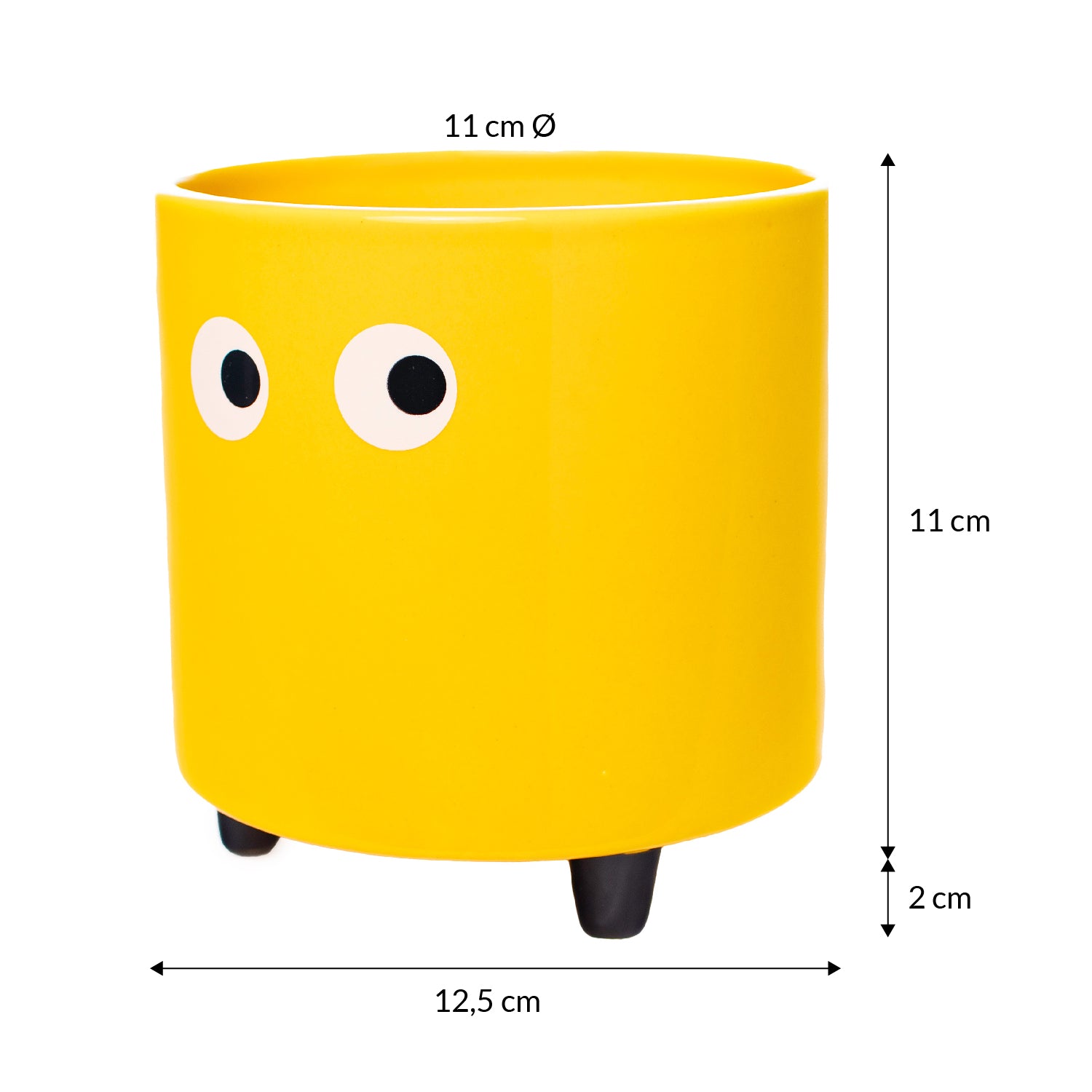 Macetero con ojos amarillo