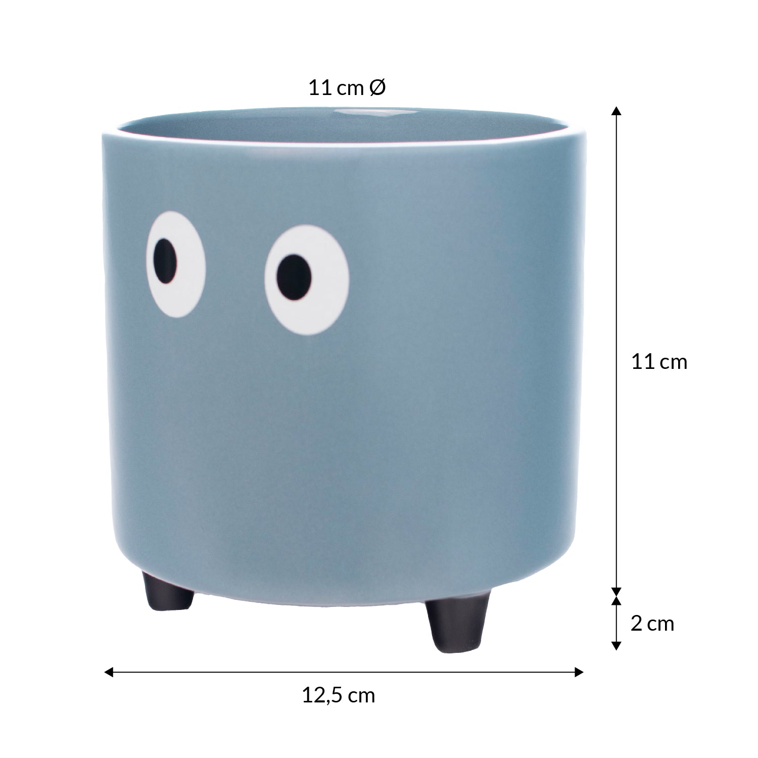Macetero con ojos azul