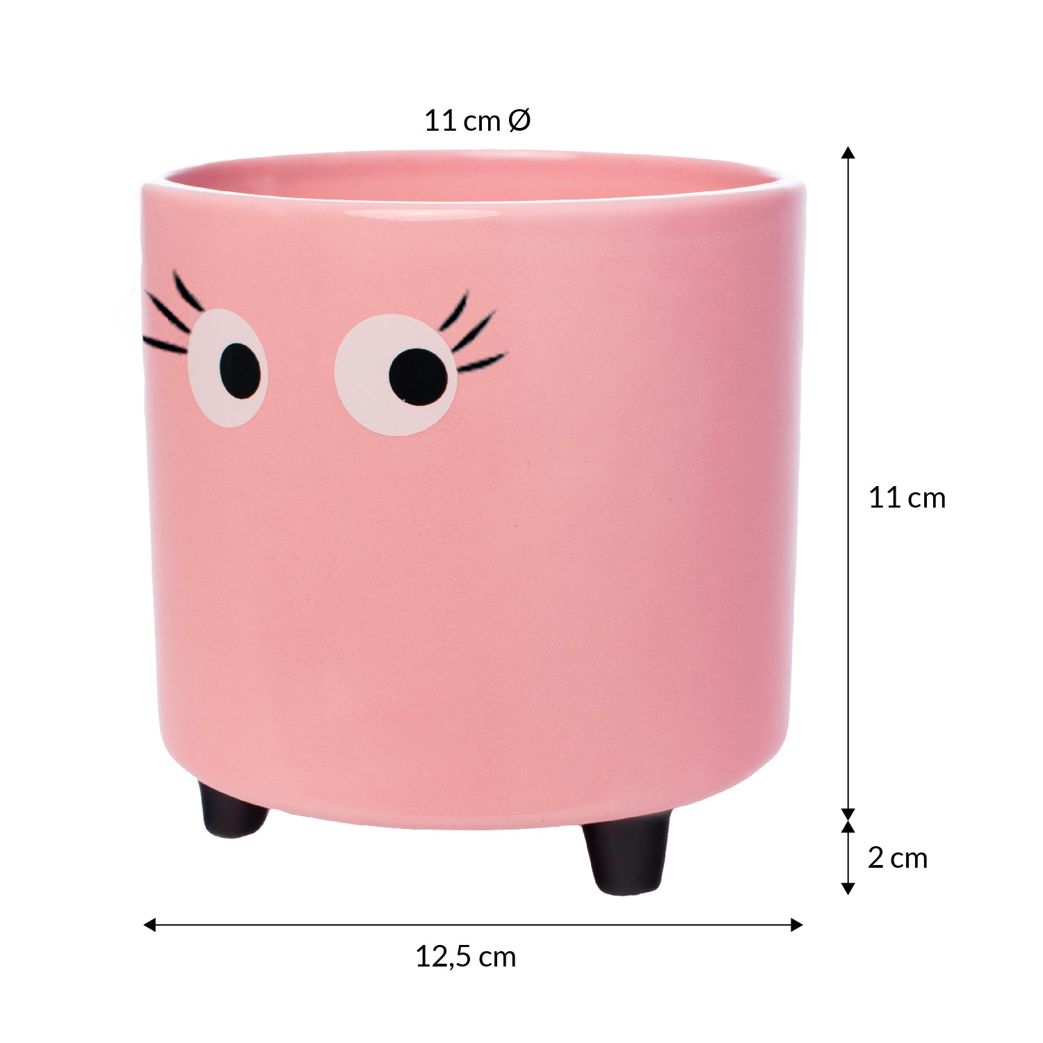 Macetero con ojos rosa