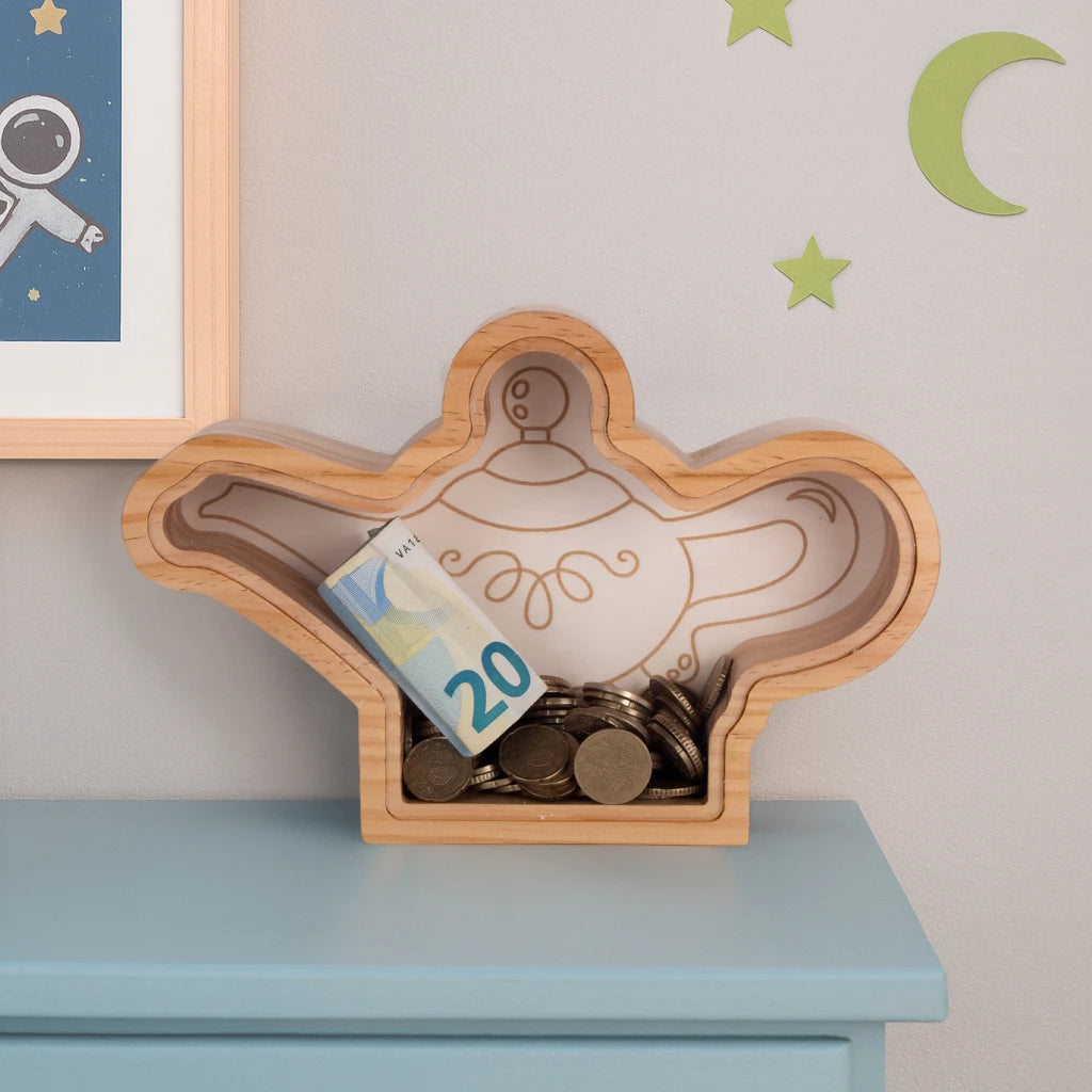 Hucha de madera “Lámpara mágica”