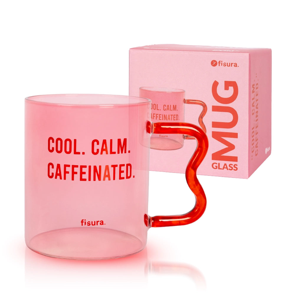 Taza cristal "Cool, calm, caffeinated"