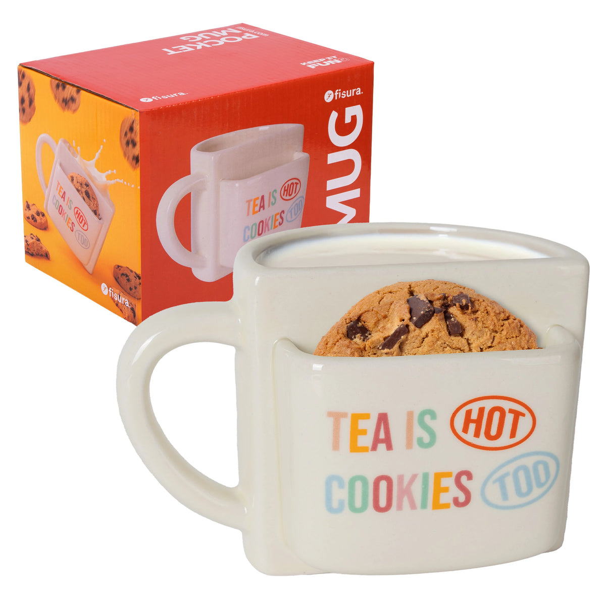 Tasse mit Tasche „Tea is hot cookies too“
