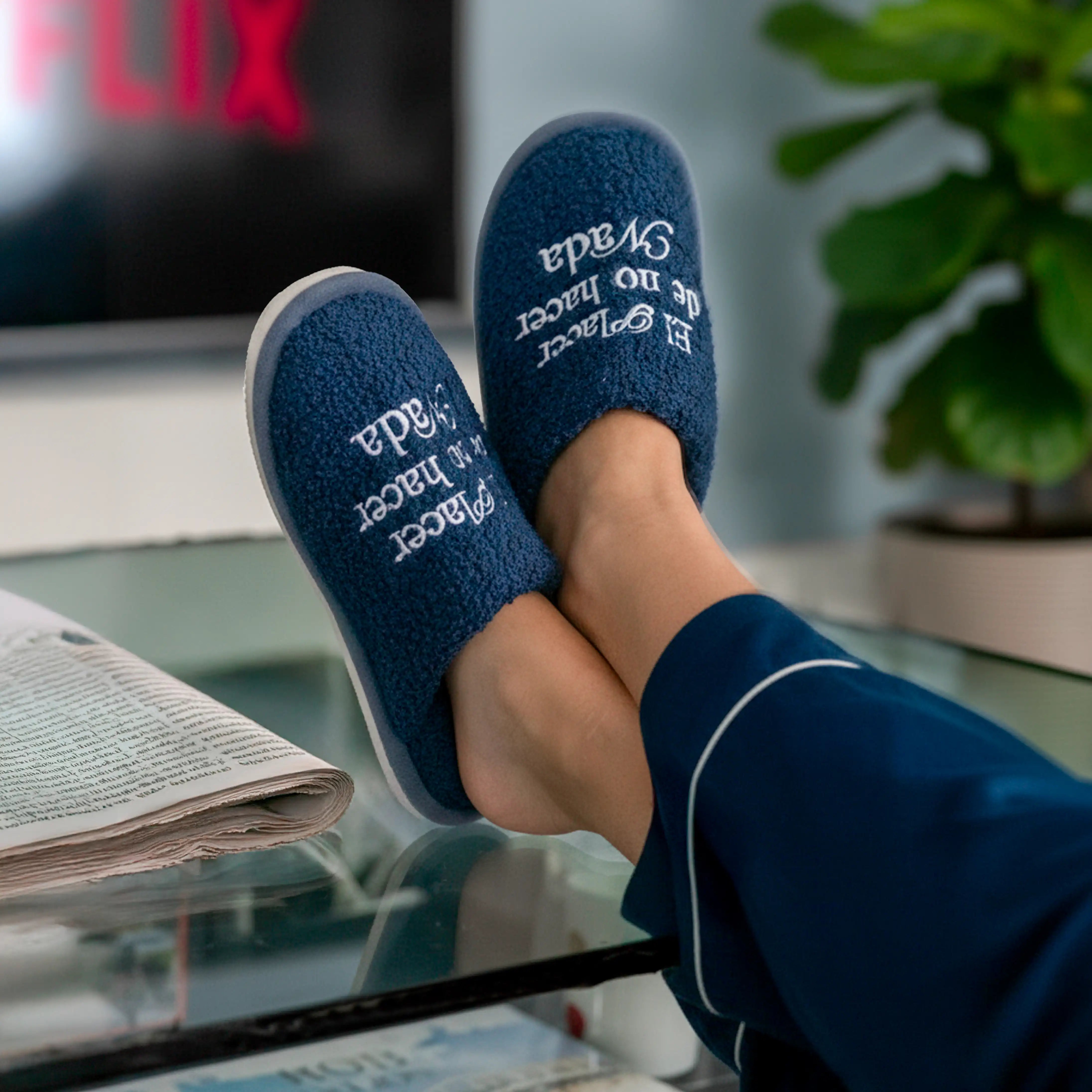 Zapatillas “El placer de no hacer nada” azul