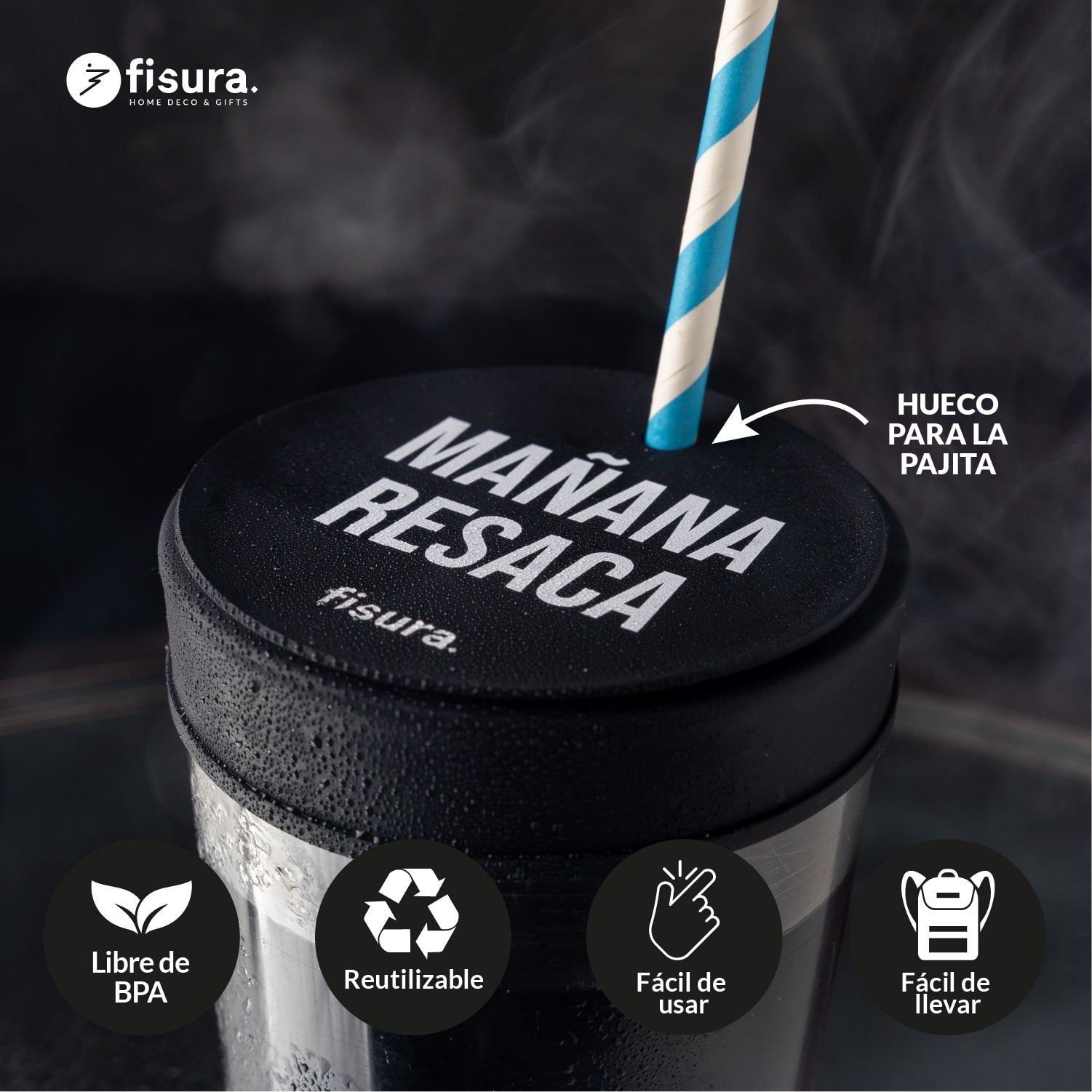 Tapa vasos antidroga “Mañana resaca” 3 unidades