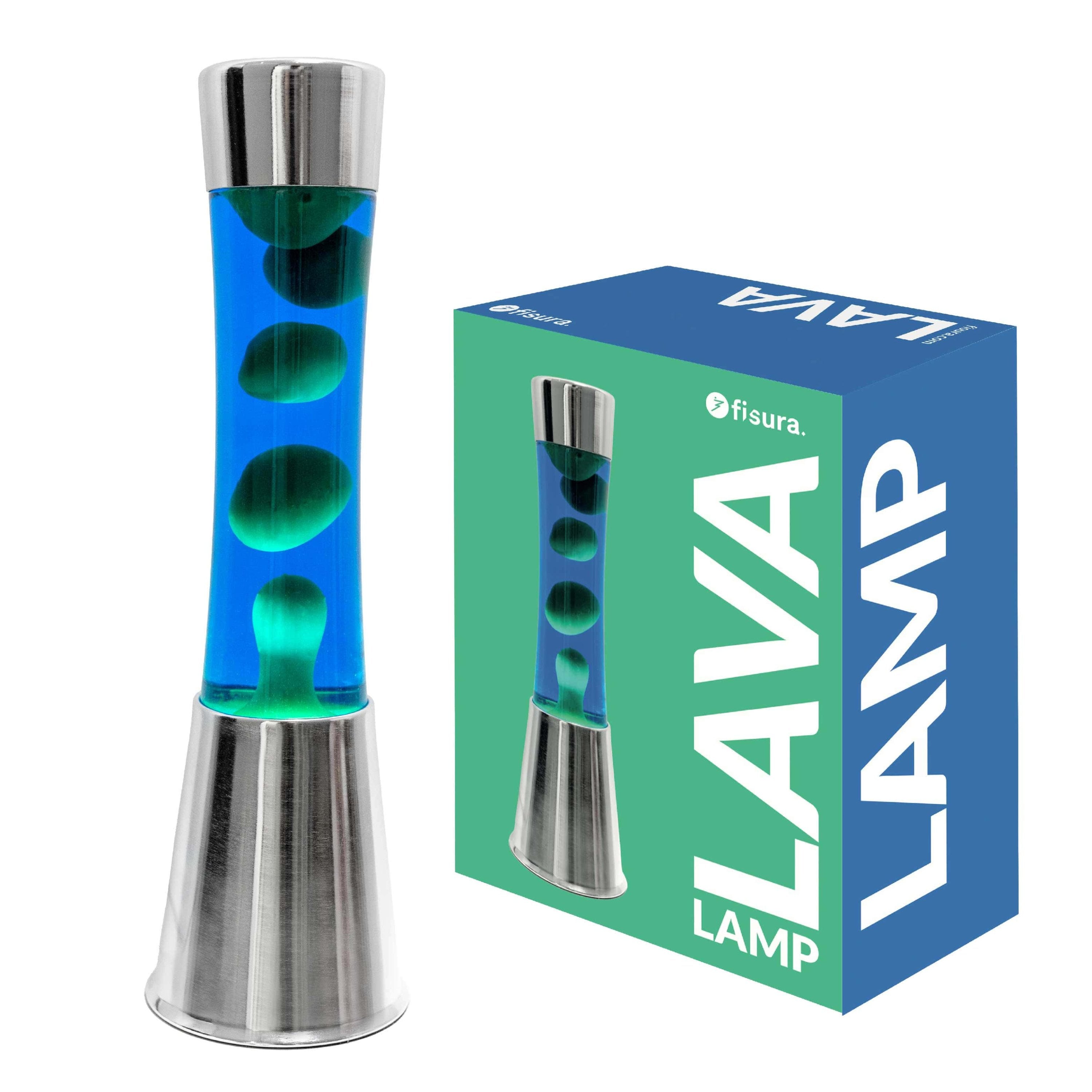 Lámpara de lava verde y azul