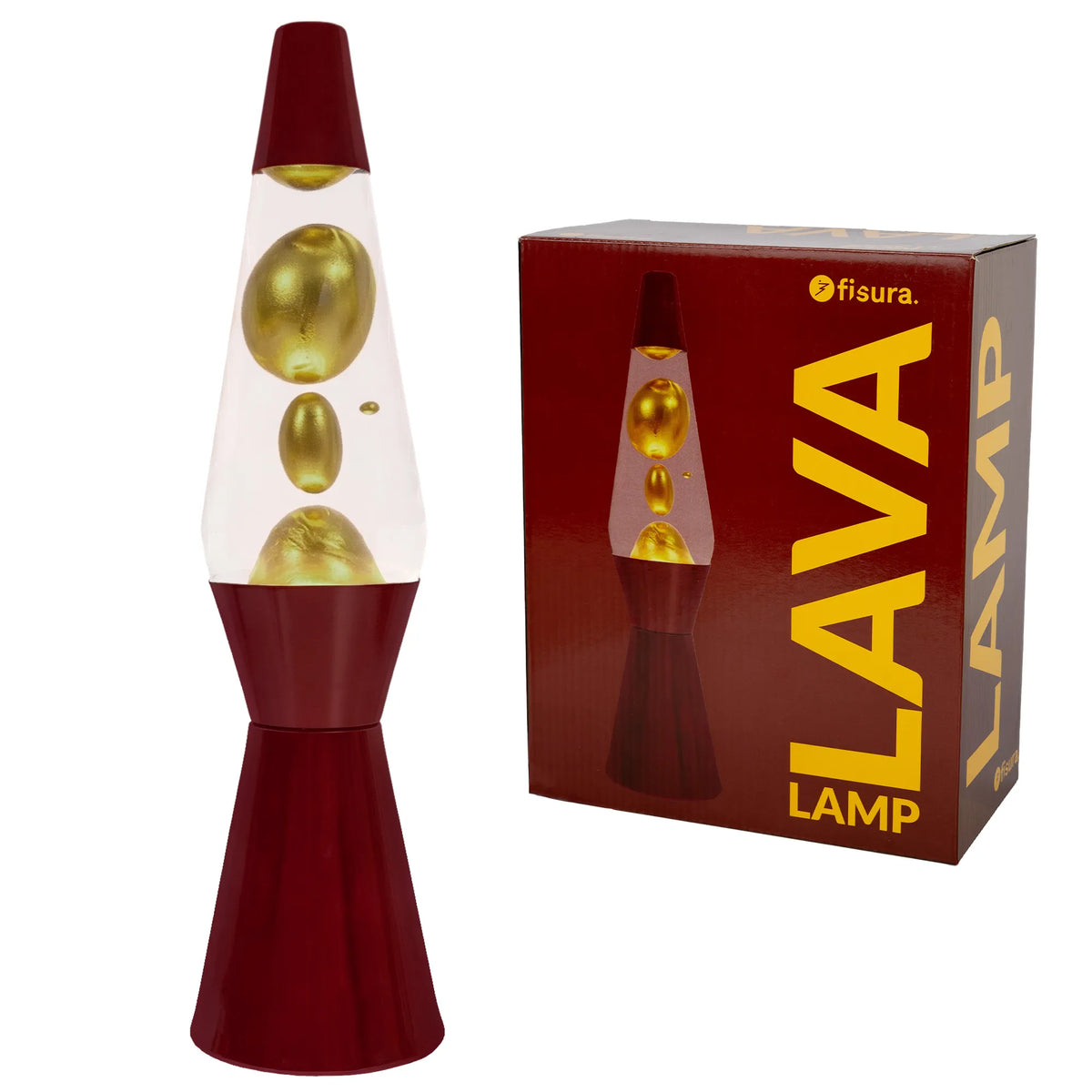 Lámpara de lava “bullet” granate y dorado