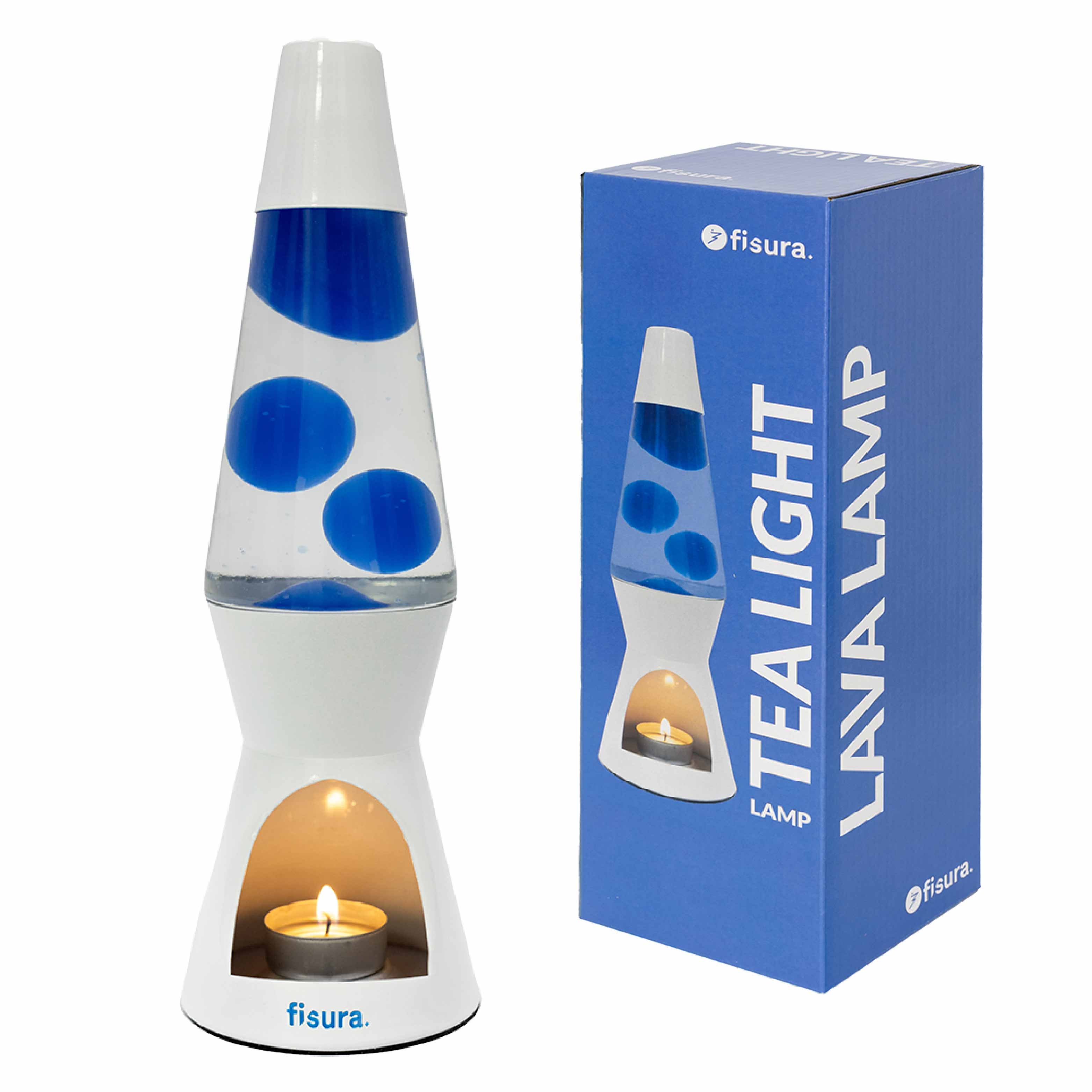 Lámpara de lava vela azul