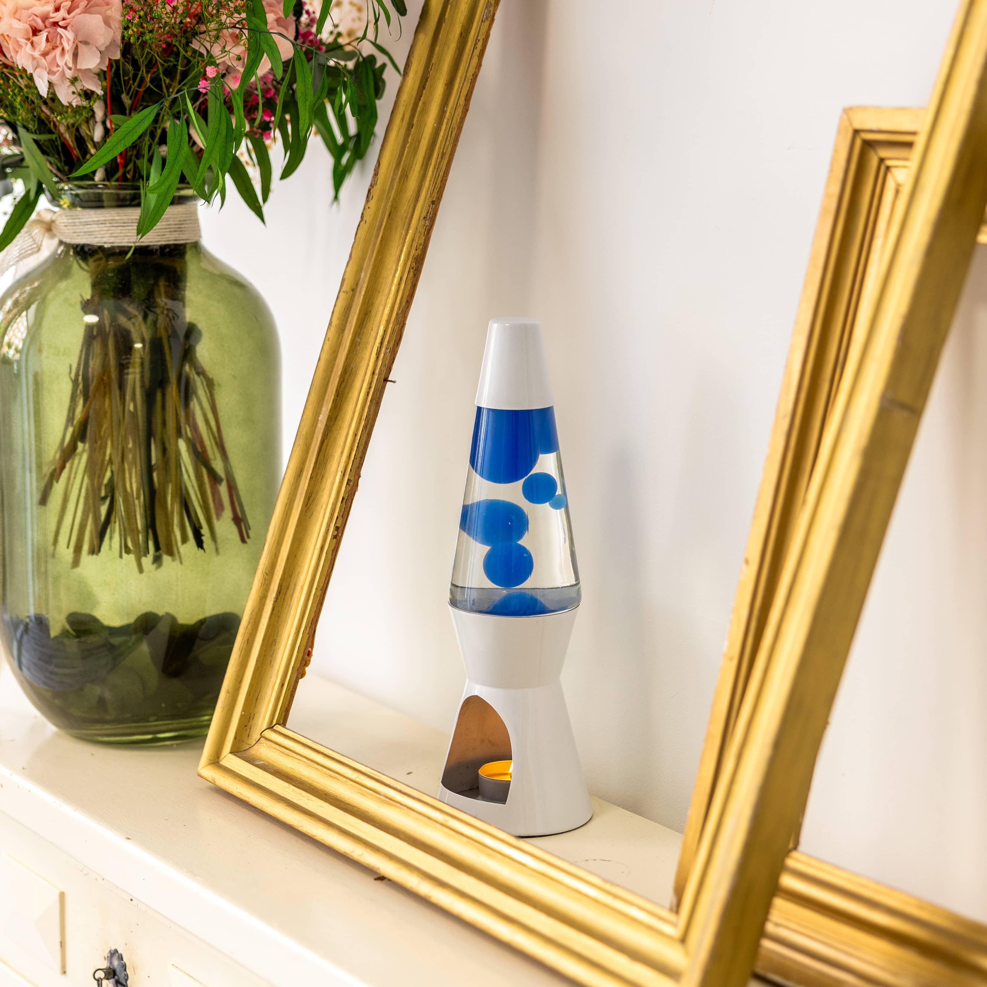 Lámpara de lava vela azul