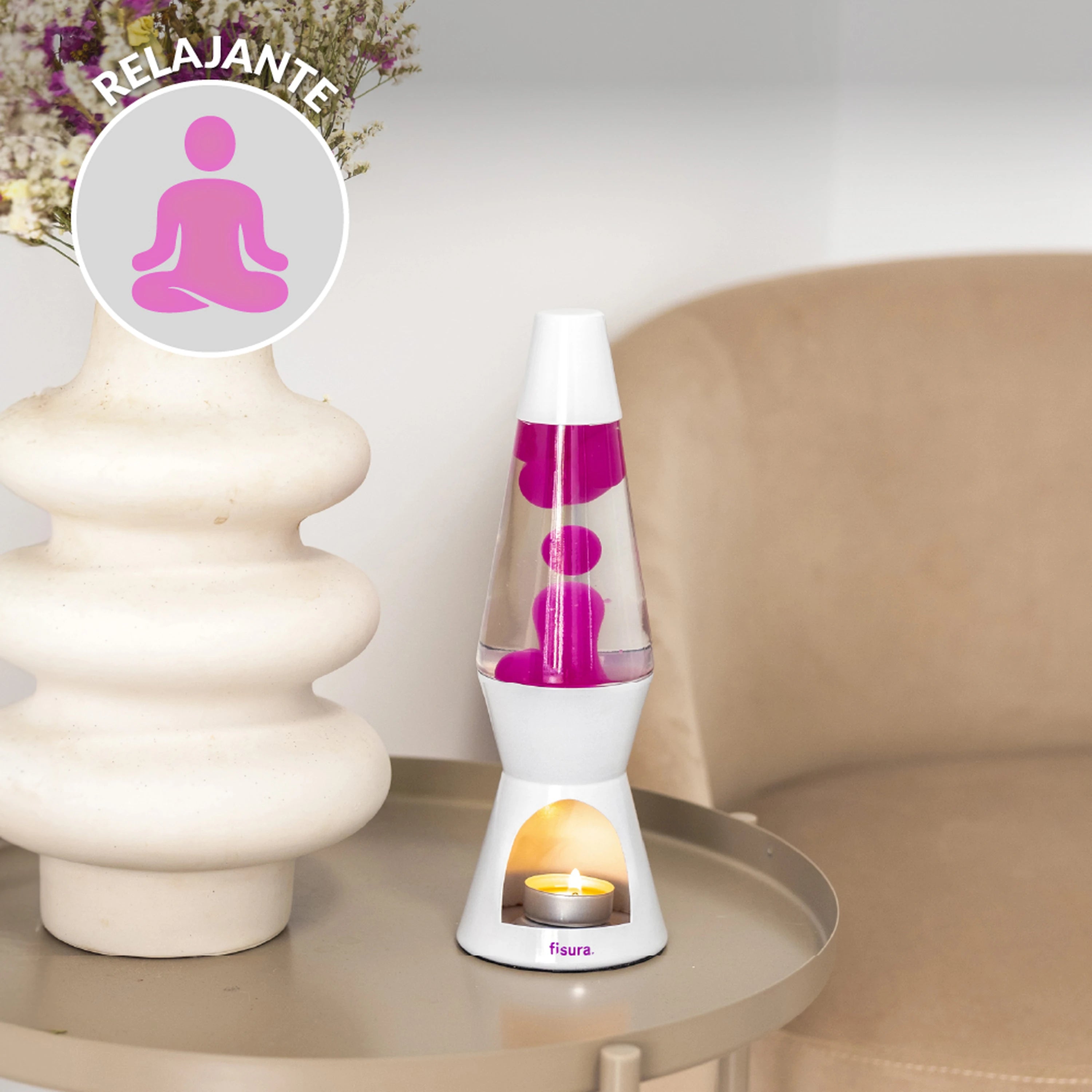 Lámpara de lava vela rosa