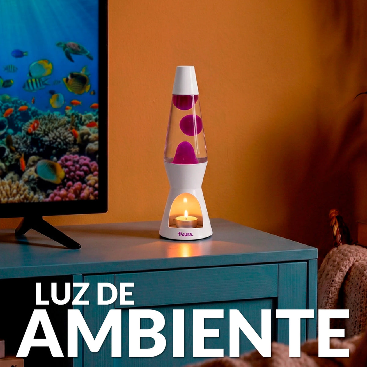 Lámpara de lava vela rosa