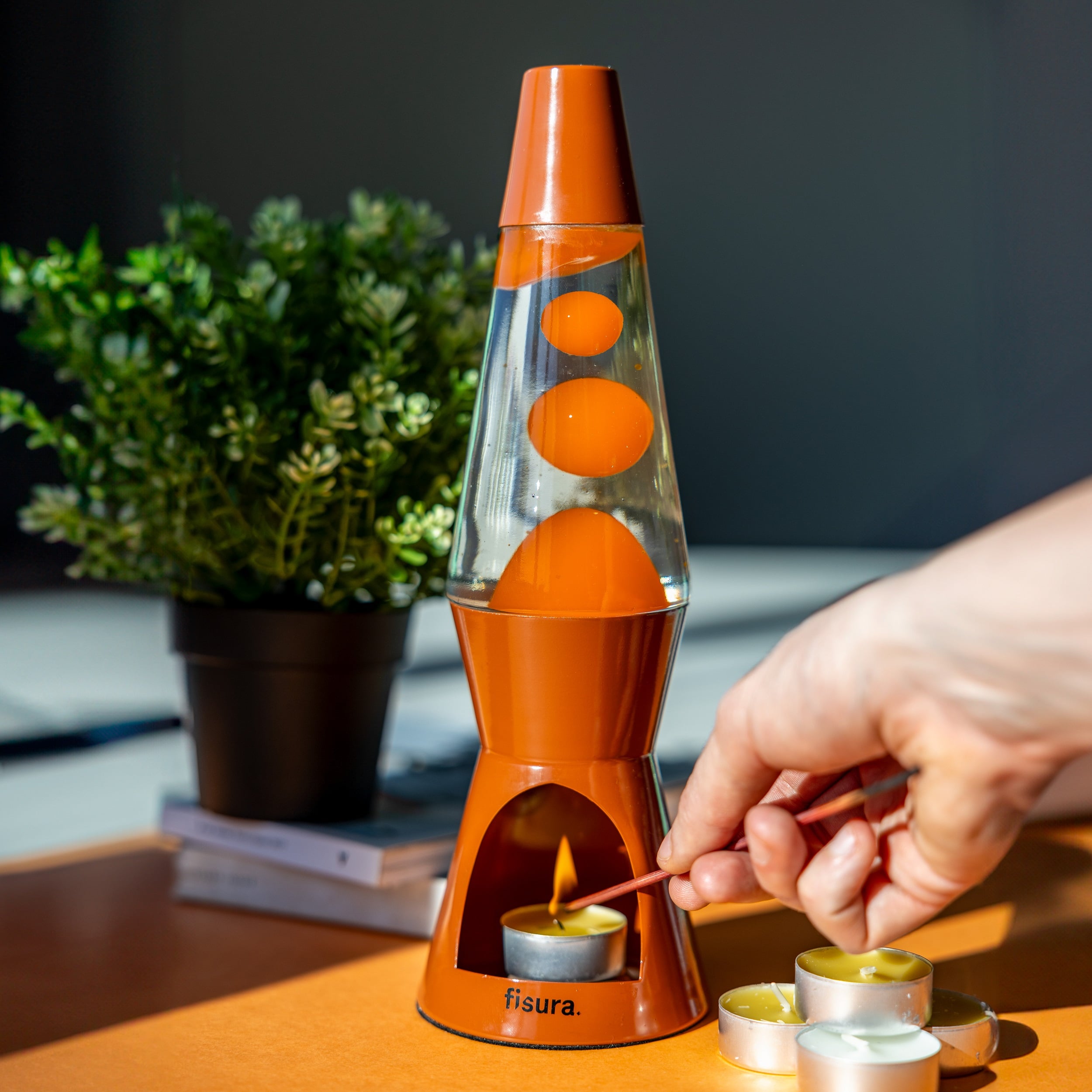 Lámpara de lava vela terracota