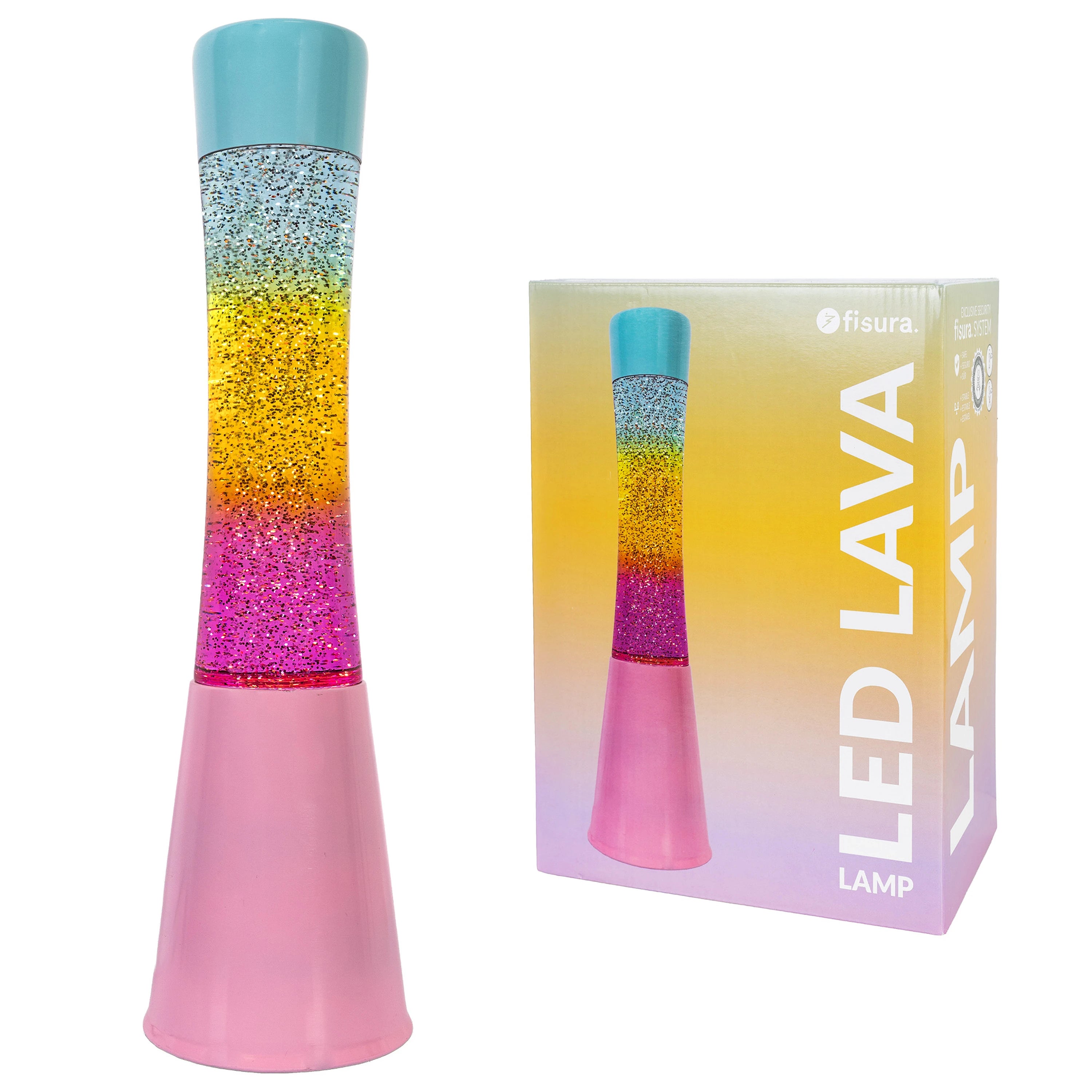 Lámpara de lava LED degradada con purpurina rosa