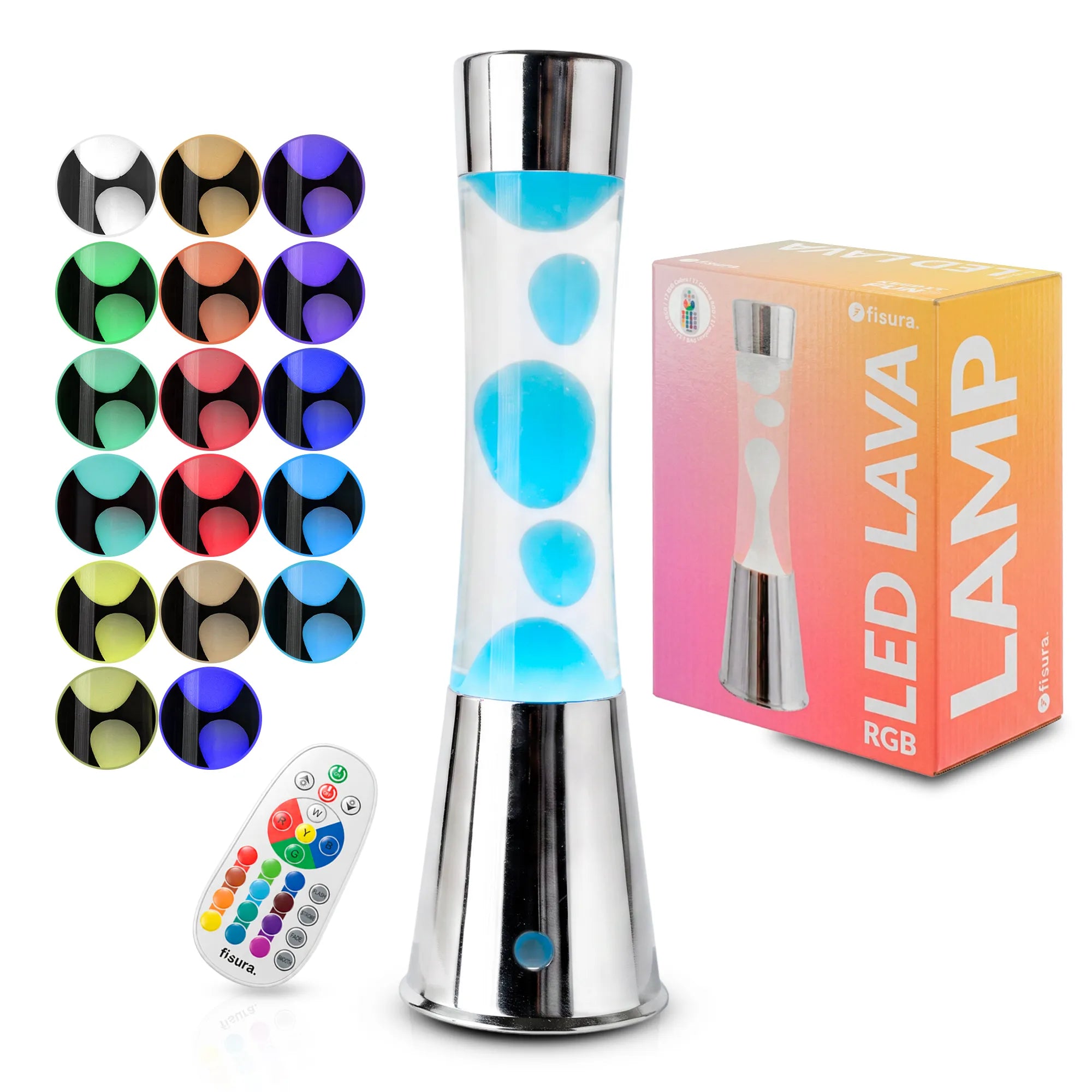 Lámpara de lava LED RGB cromo