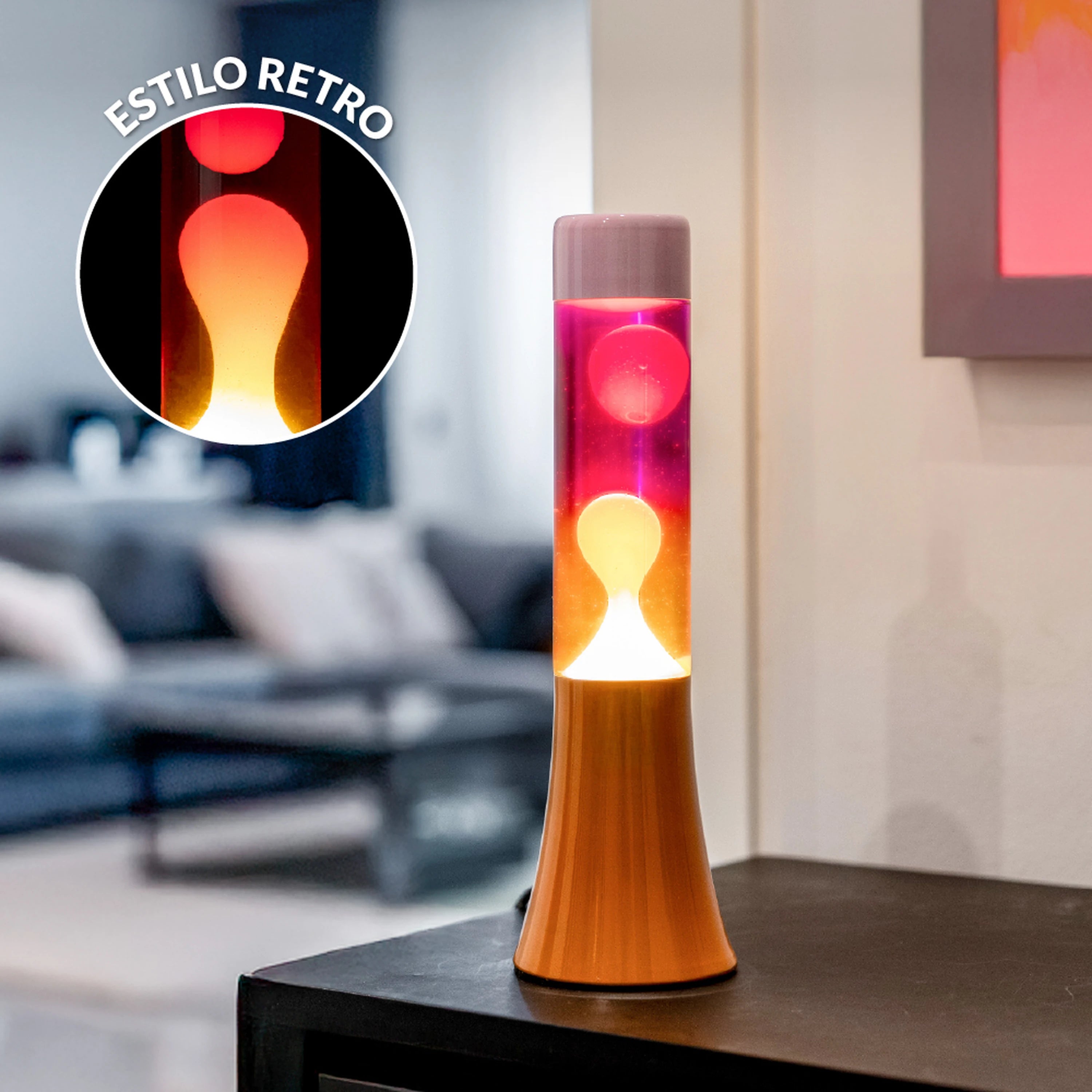 Lámpara de lava degradado rosa y naranja de 30 cm