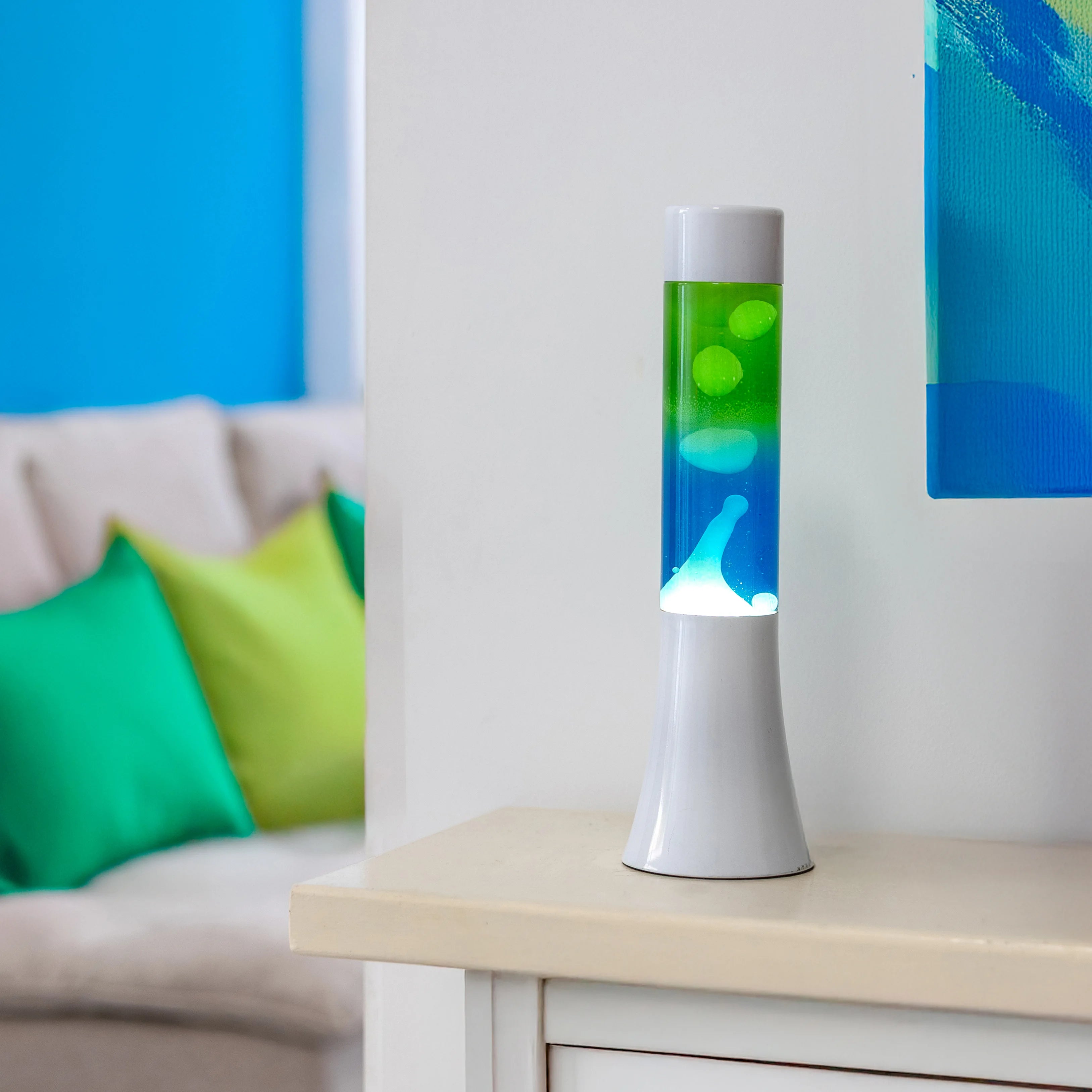 Lámpara de lava degradada azul y verde de 30 cm