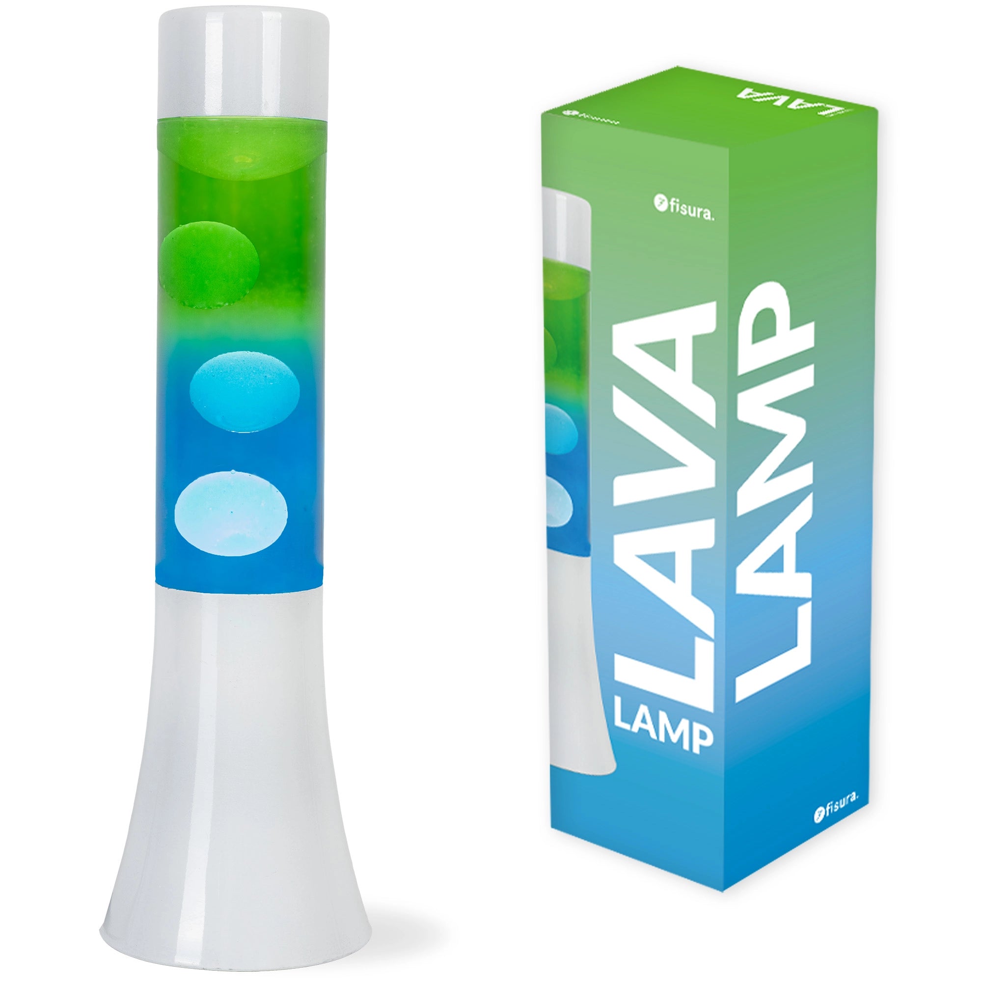 Lámpara de lava degradada azul y verde de 30 cm