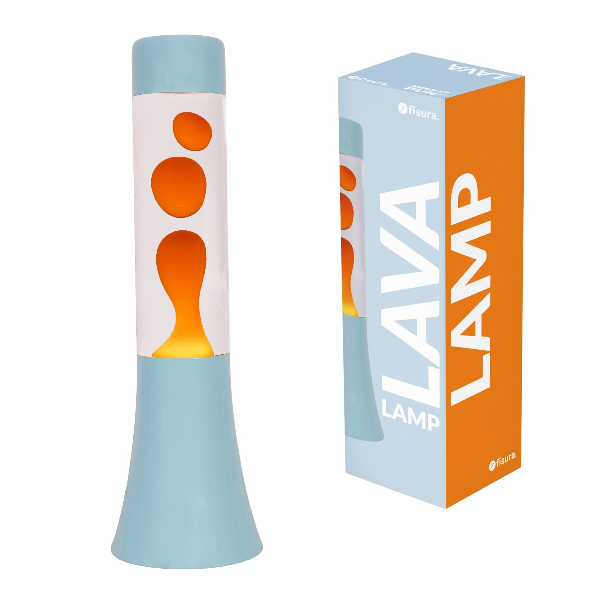 Lámpara de lava azul y naranja de 30 cm