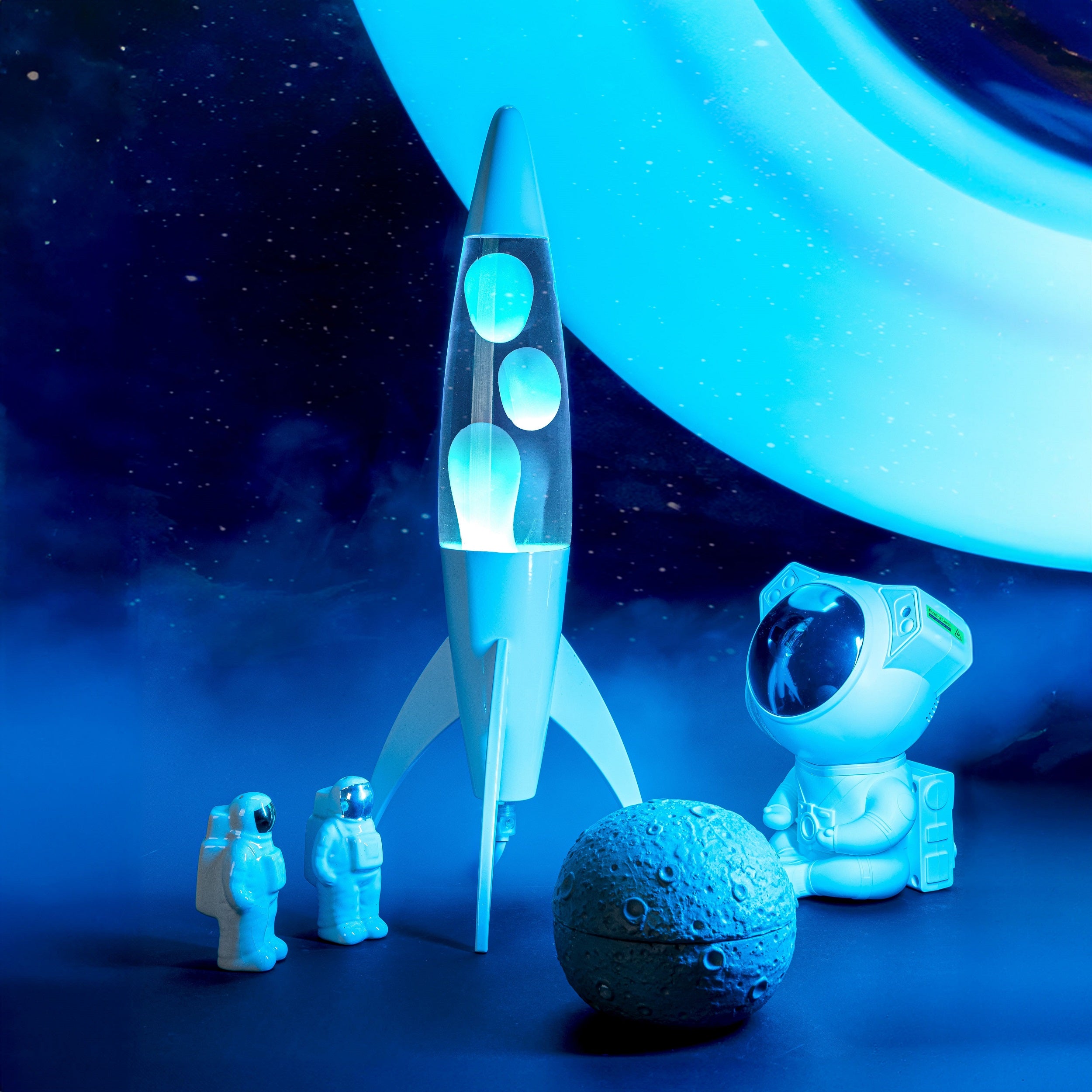 Lámpara de lava rocket azul