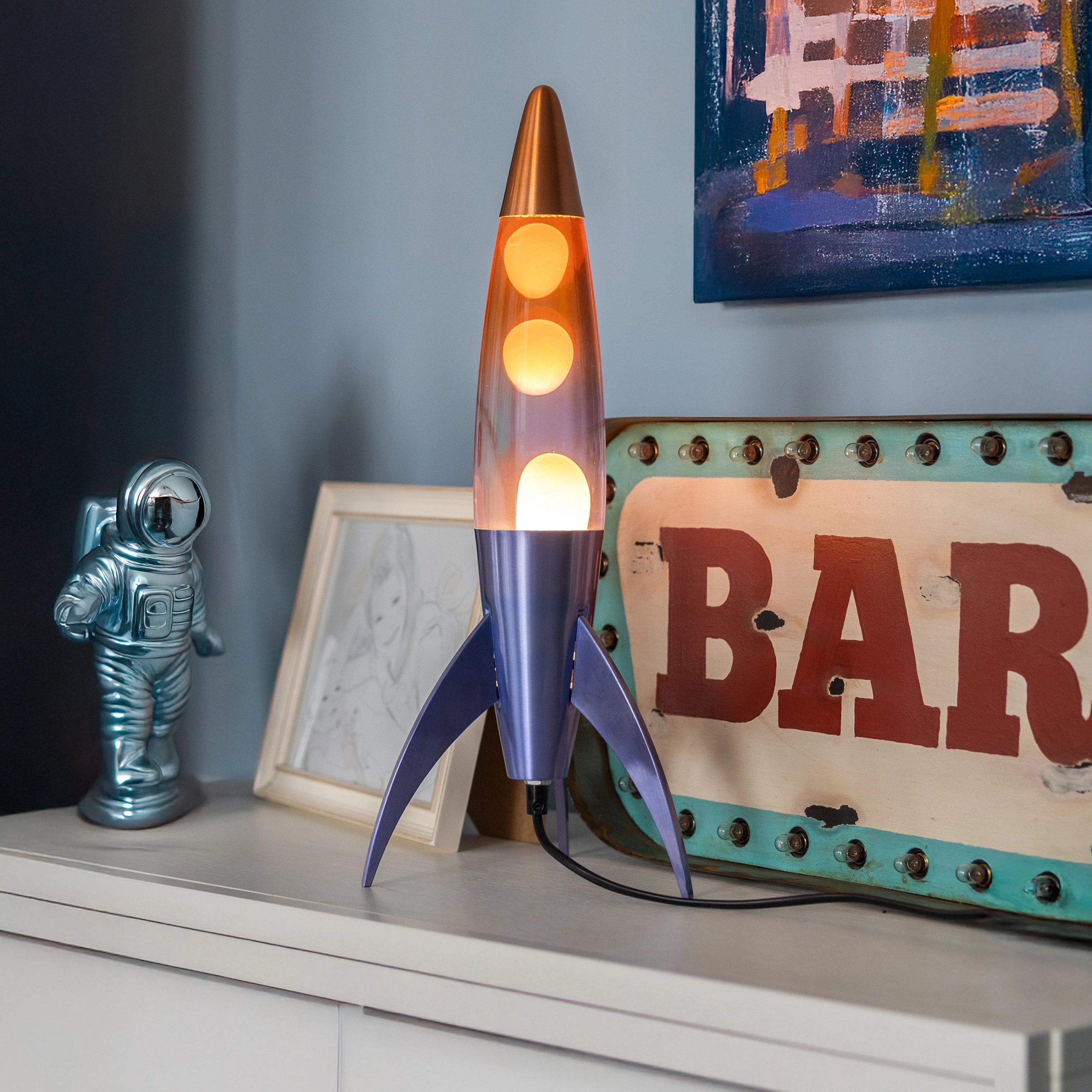 Lámpara de lava rocket degradado azul