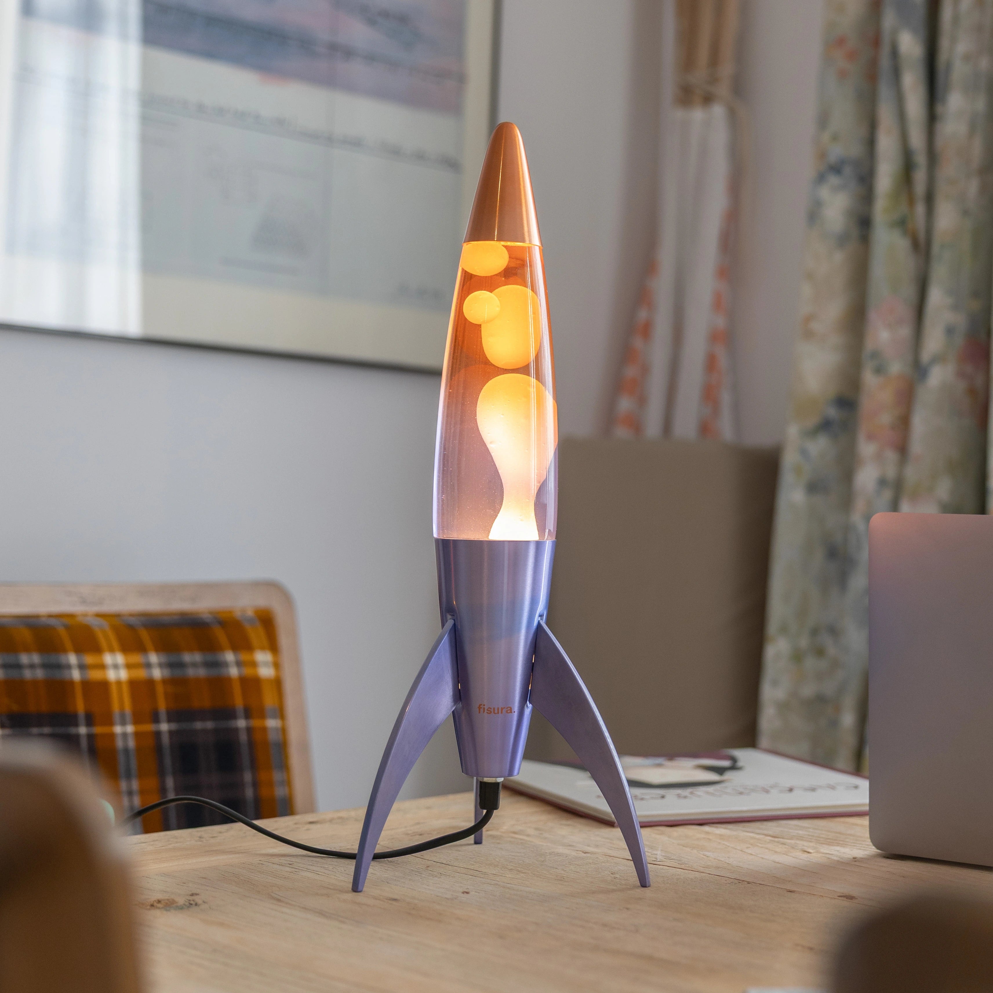 Lámpara de lava rocket degradado azul