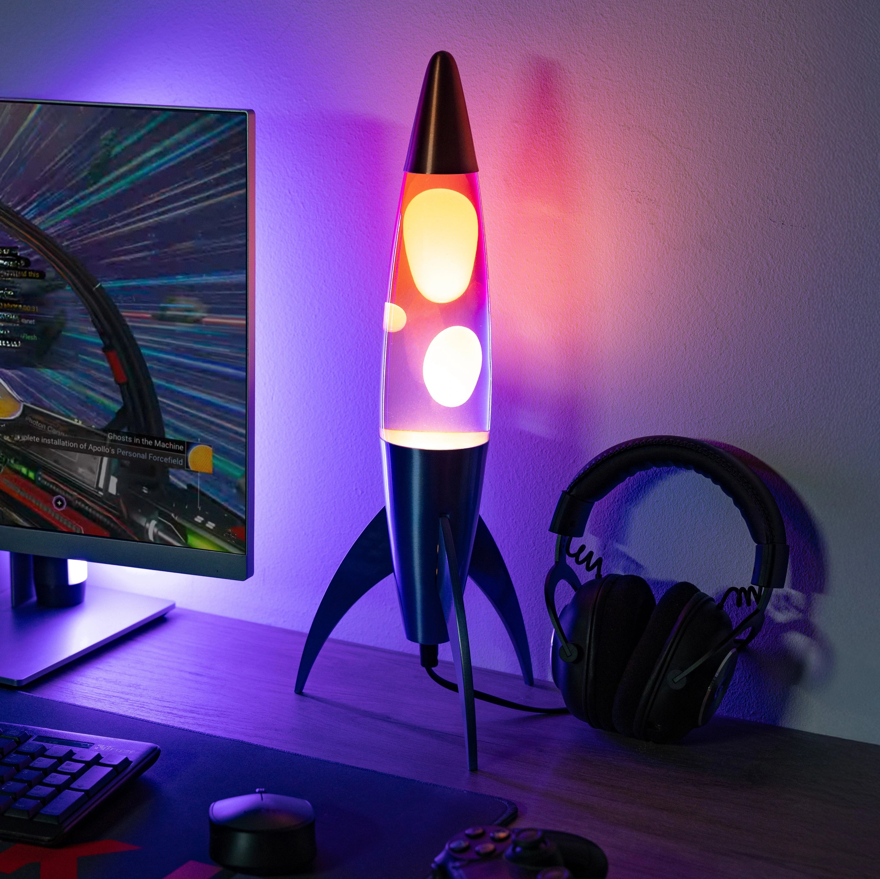 Lámpara de lava rocket degradado azul