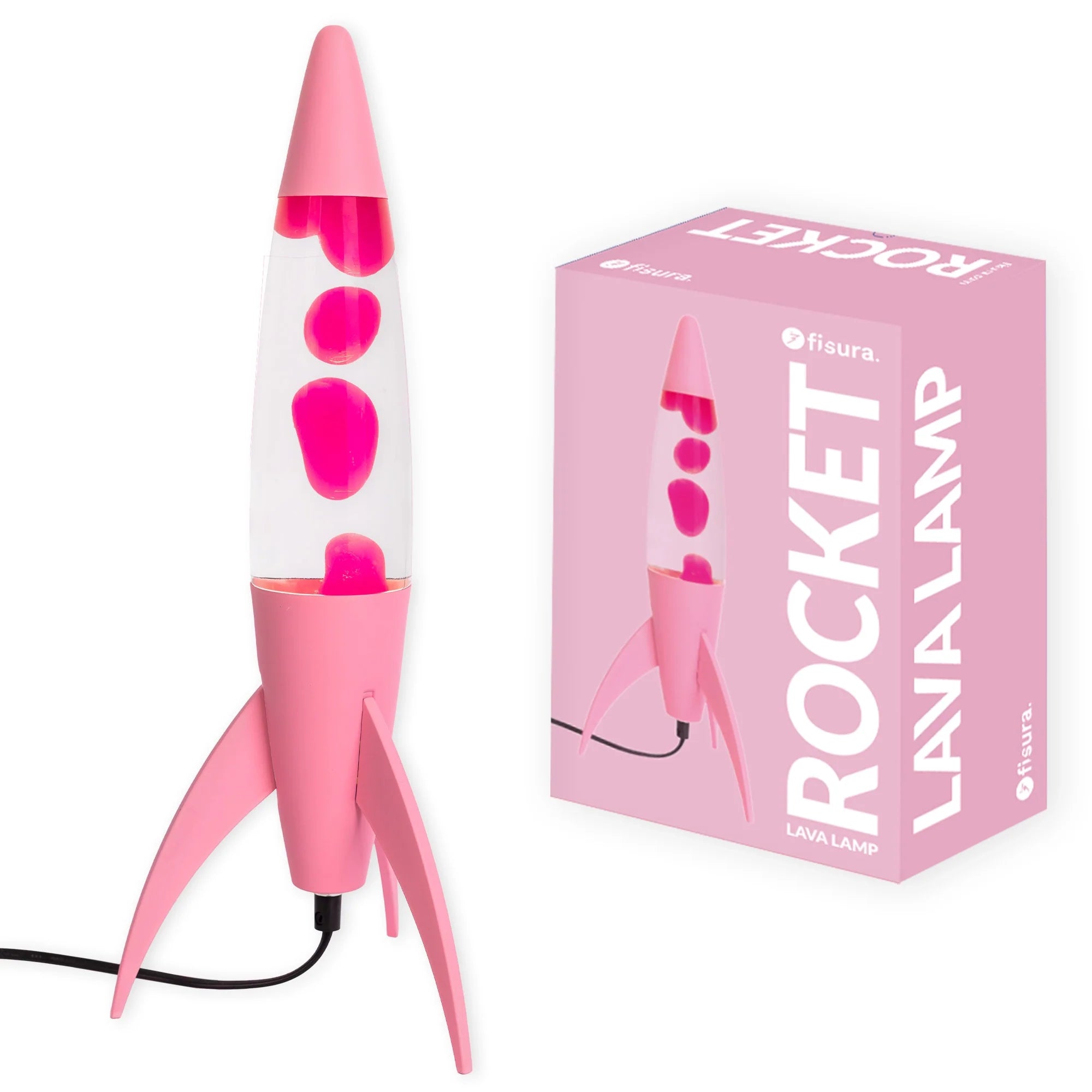 Lámpara de lava rocket rosa