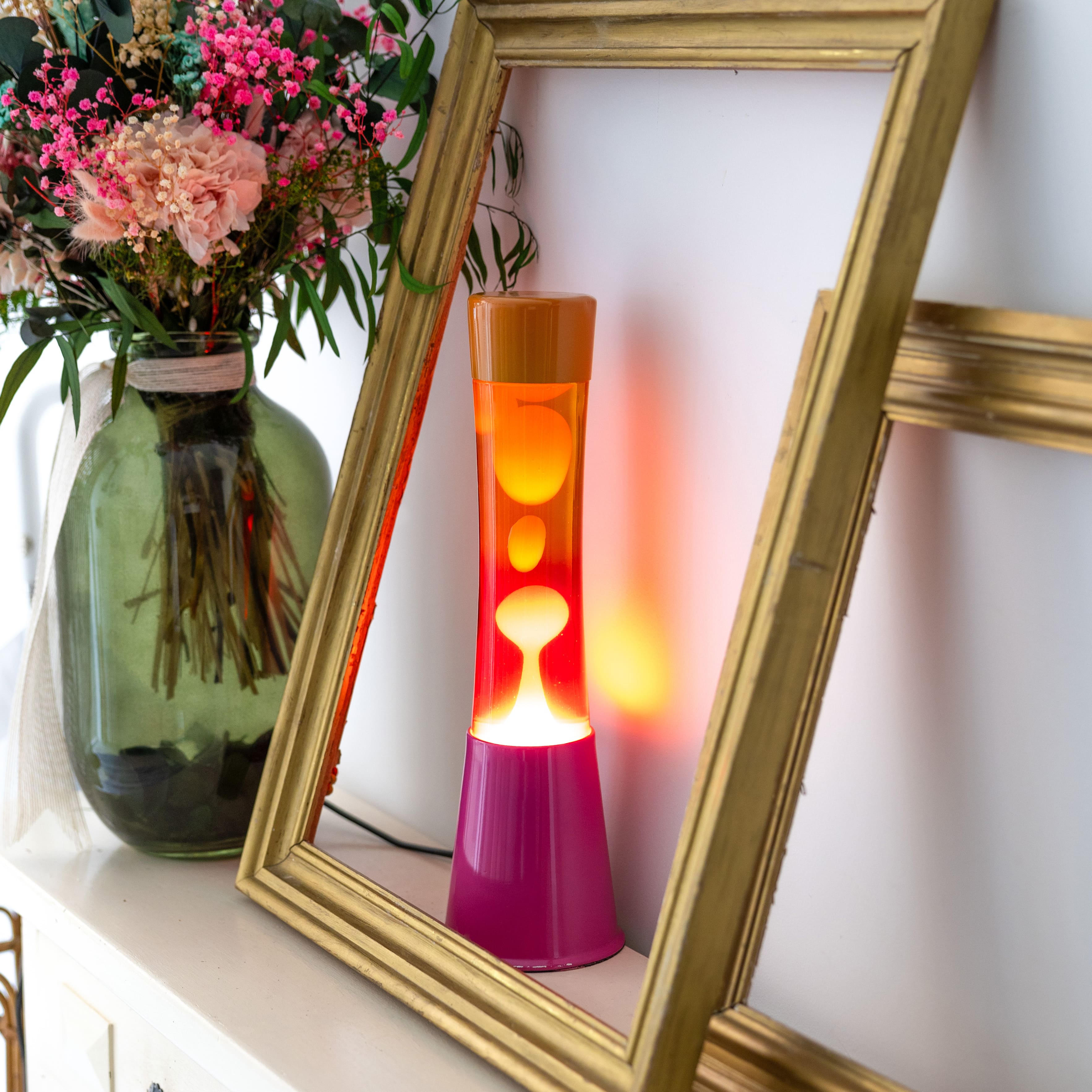 Lámpara de lava degradado rosa y naranja