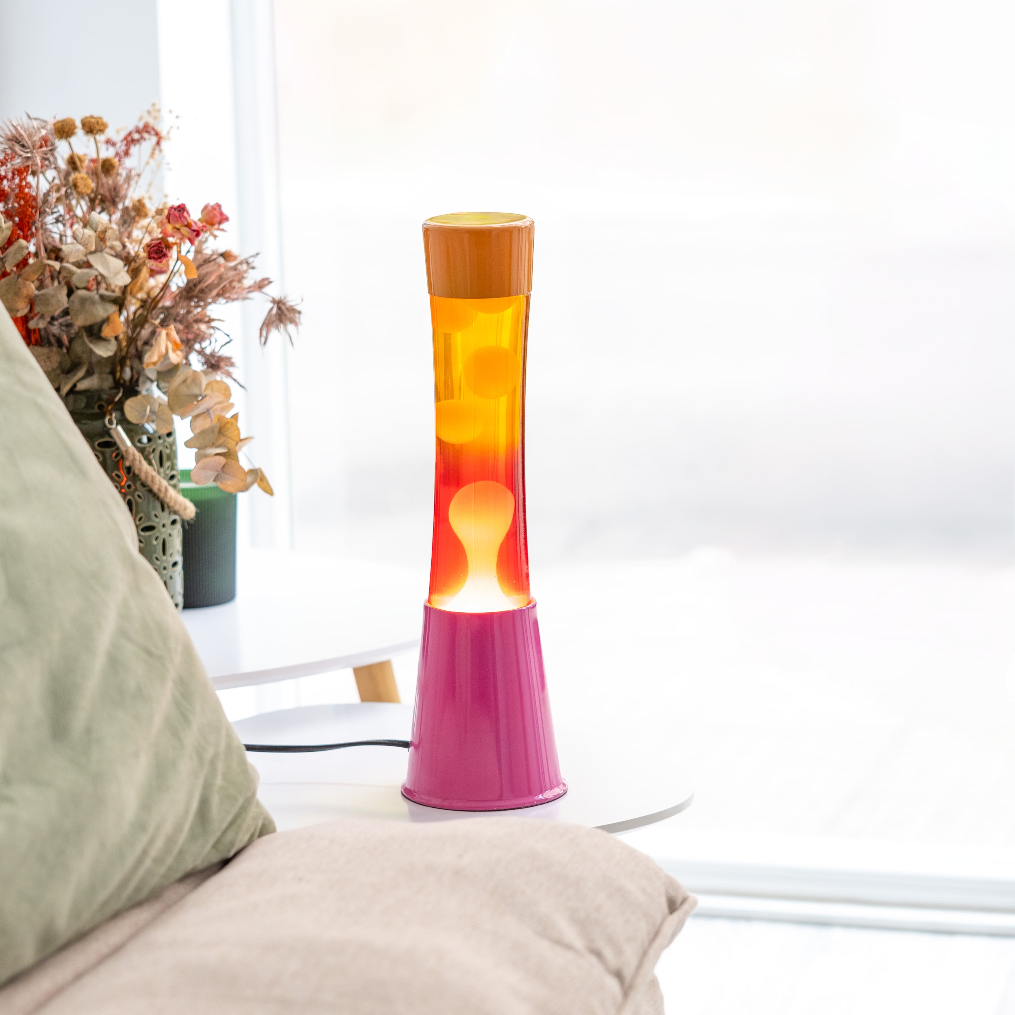 Lámpara de lava degradado rosa y naranja