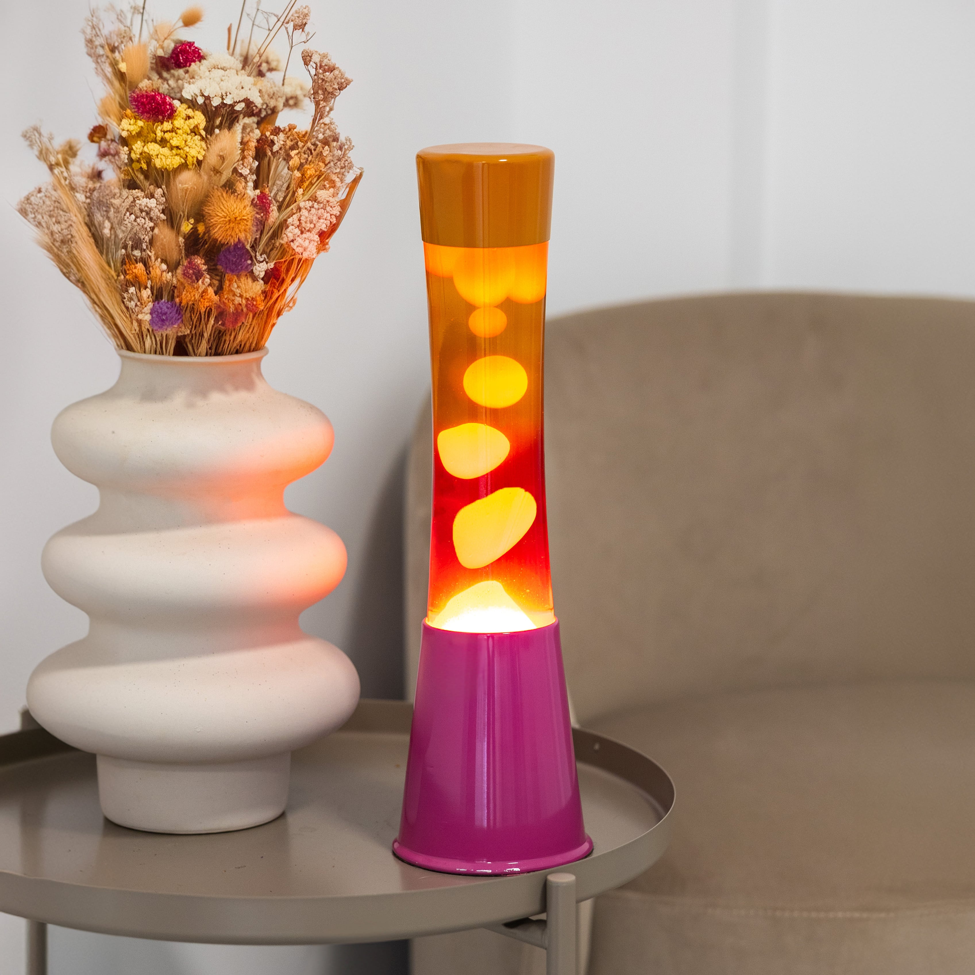 Lámpara de lava degradado rosa y naranja