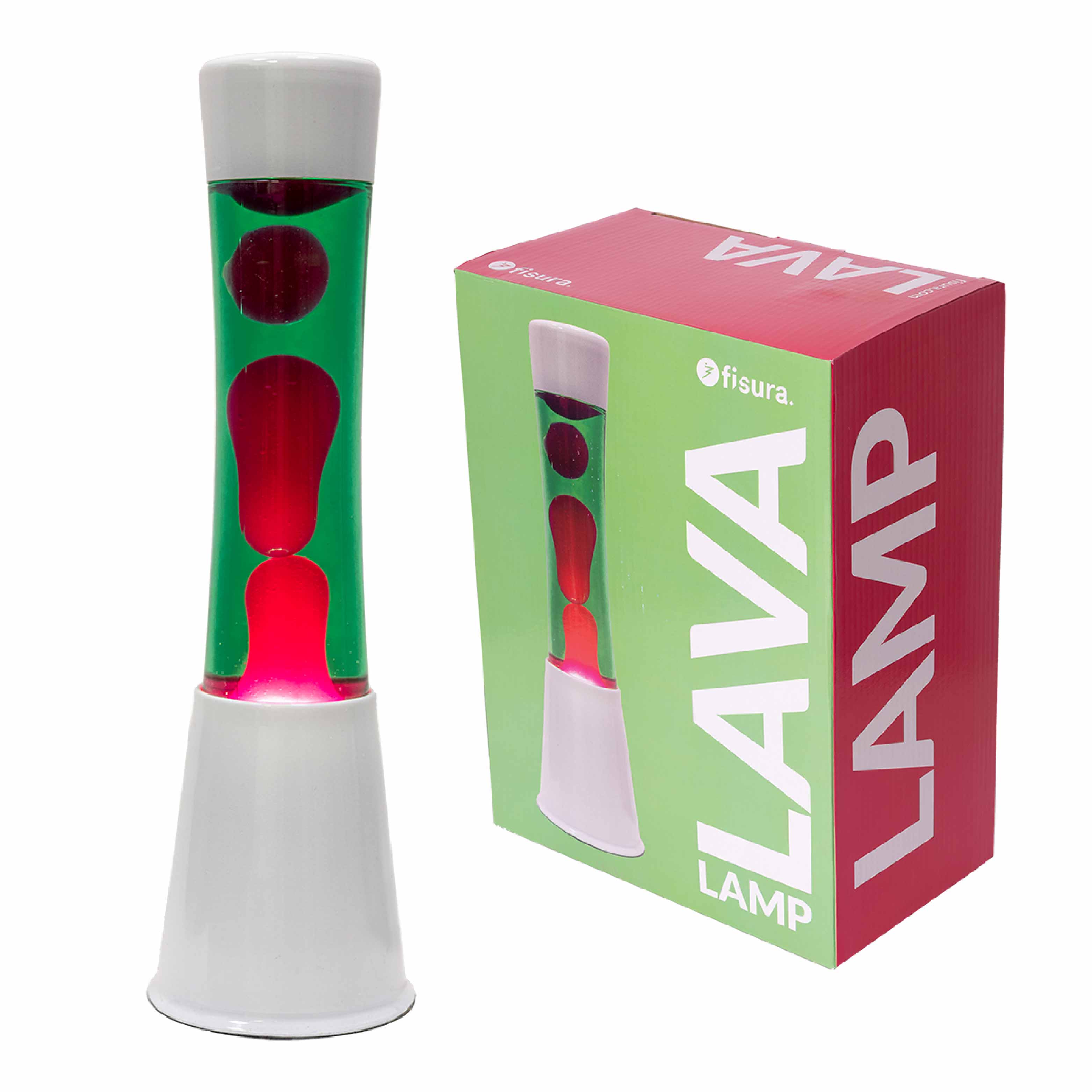 Lámpara de lava verde y rosa