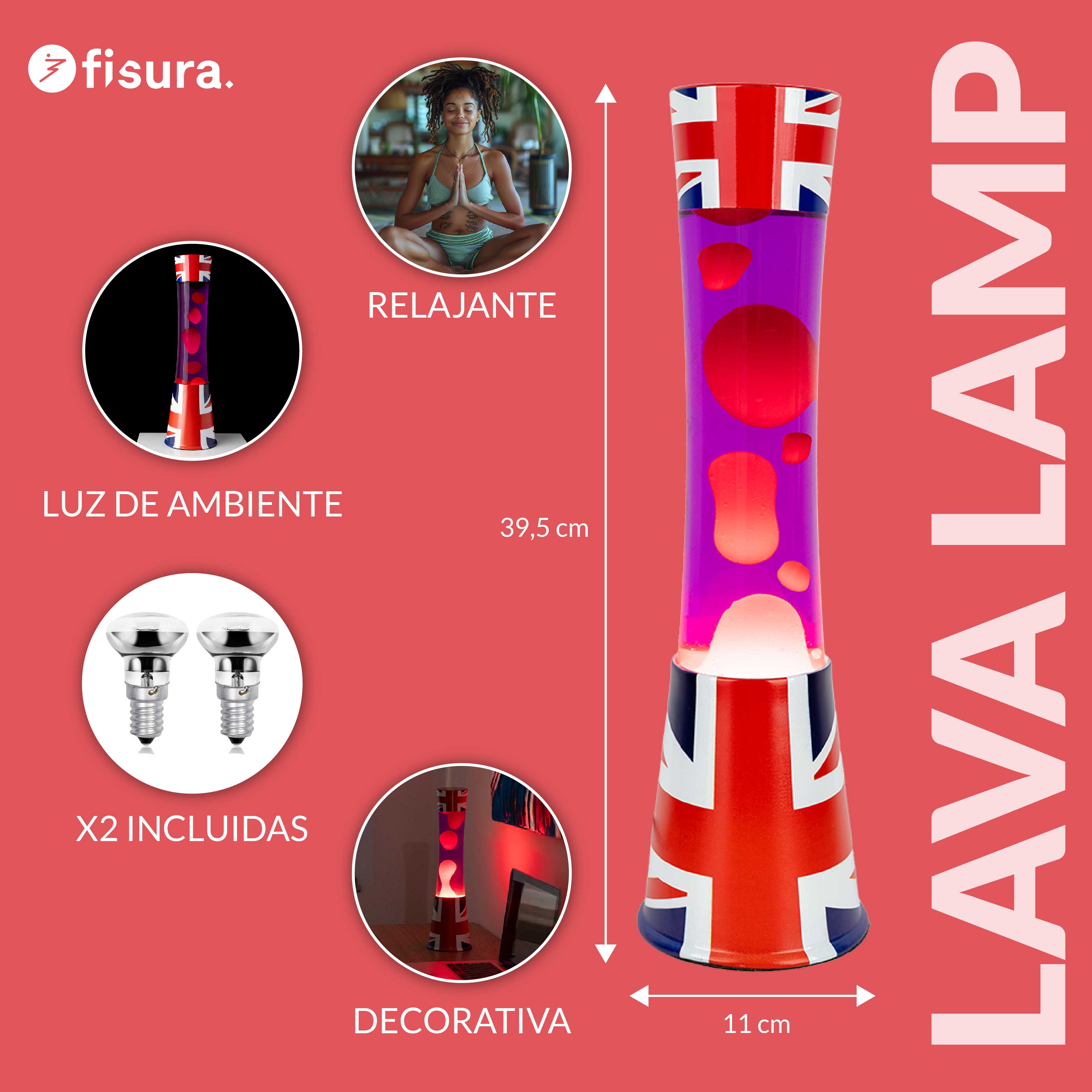 Lámpara de lava "bandera UK"