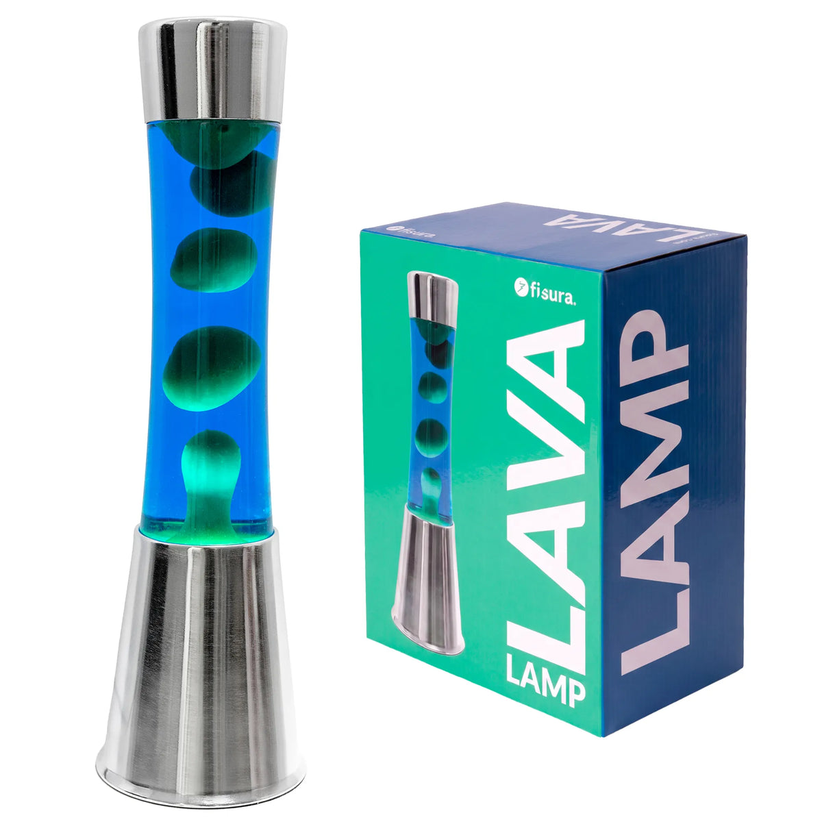 Lámpara de lava verde y azul
