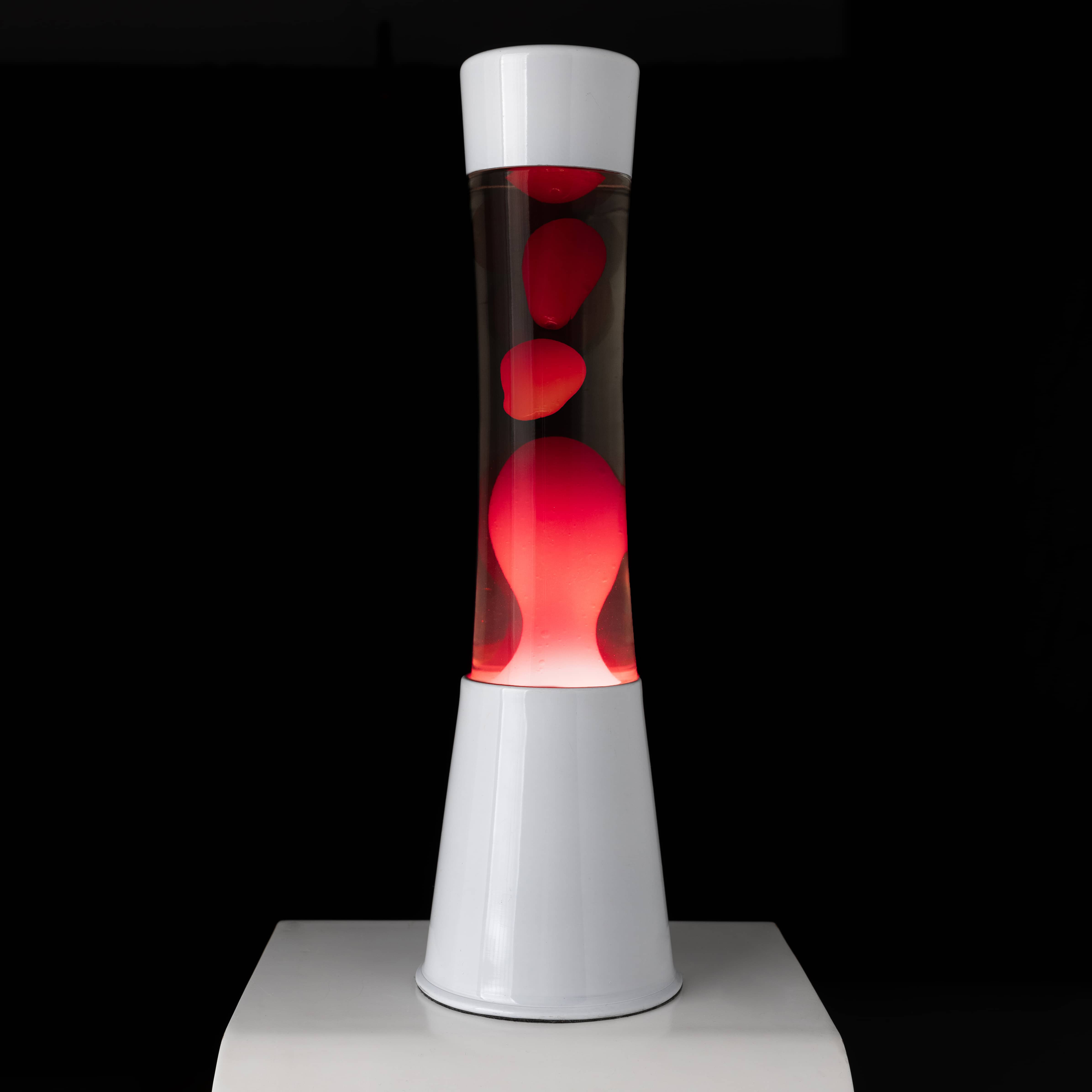 Lámpara de lava roja y blanca
