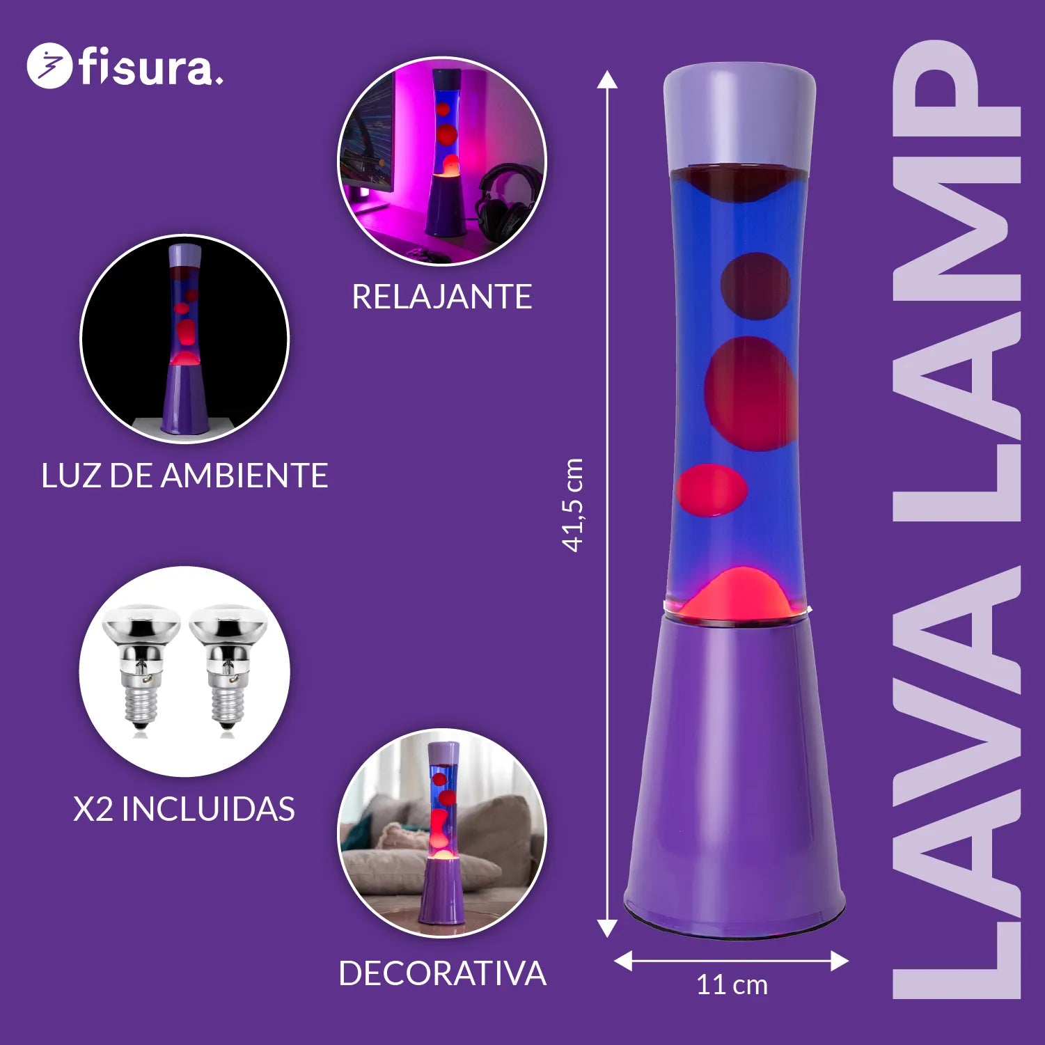 Lámpara de lava degradado morado
