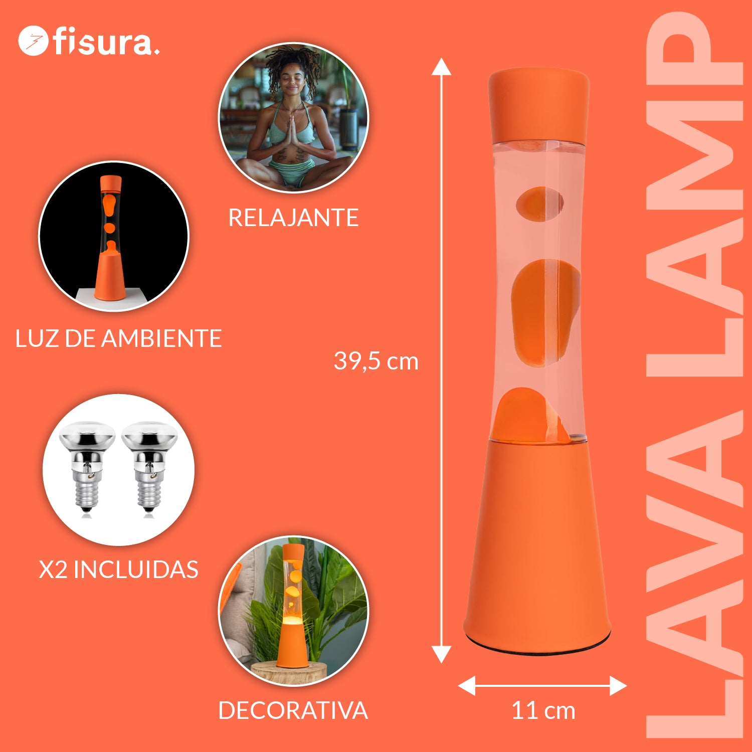 Lámpara de lava monocromática naranja