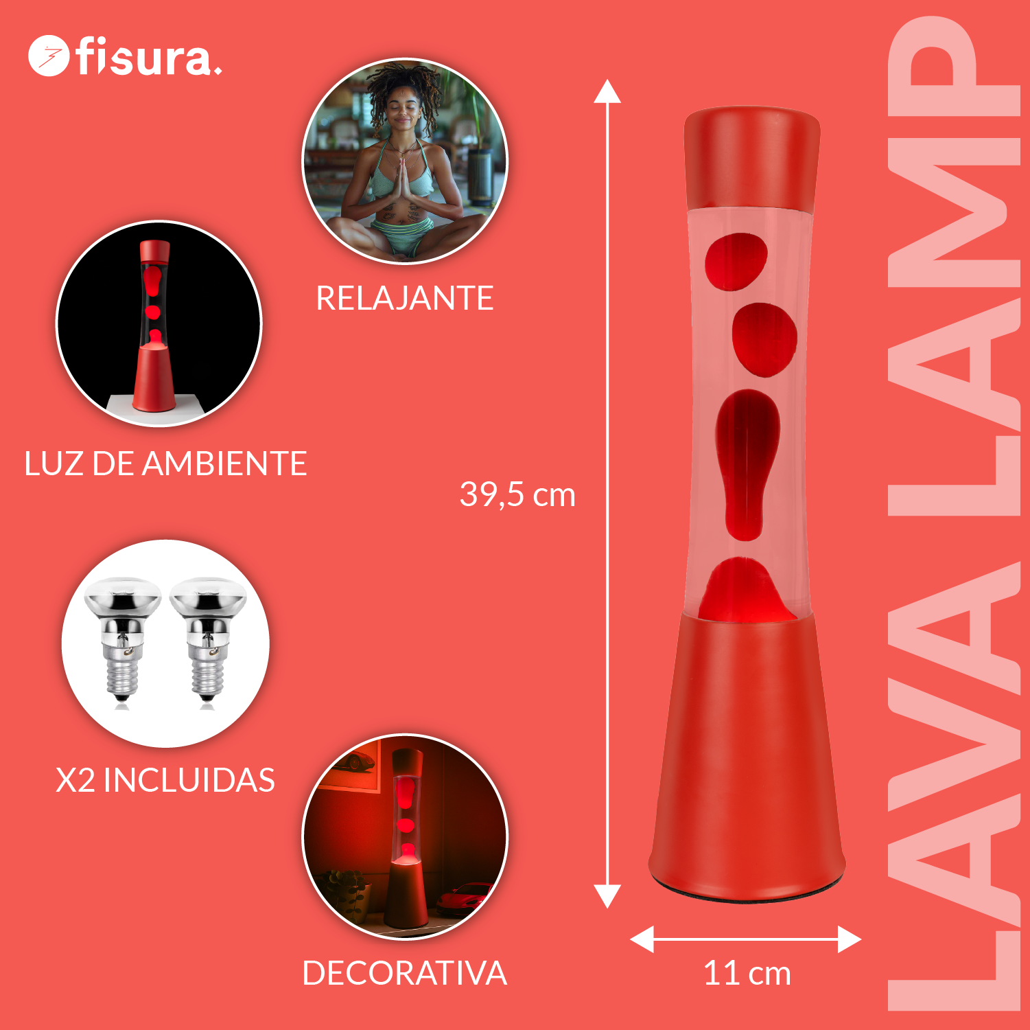 Lámpara de lava monocromática roja
