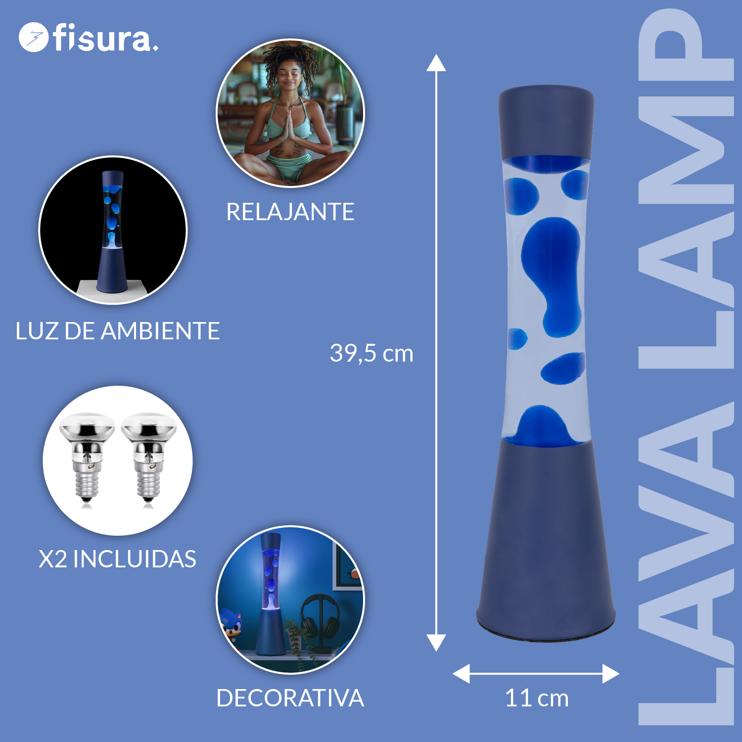 Lámpara de lava monocromática azul