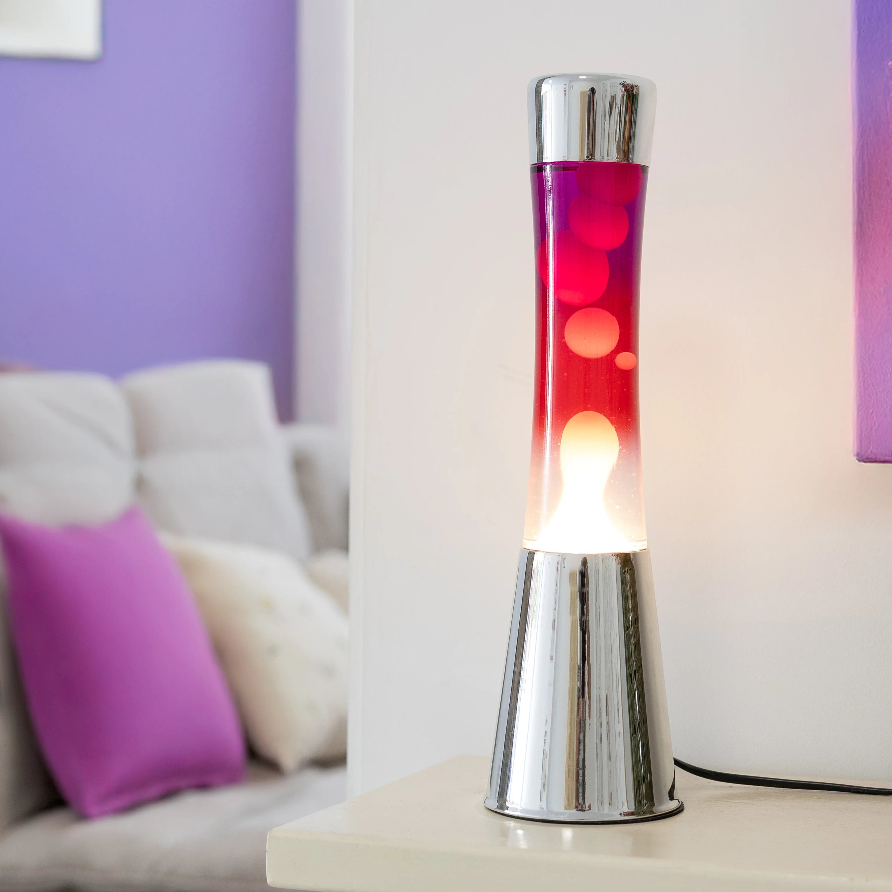 Lámpara de lava degradada rojo y blanco