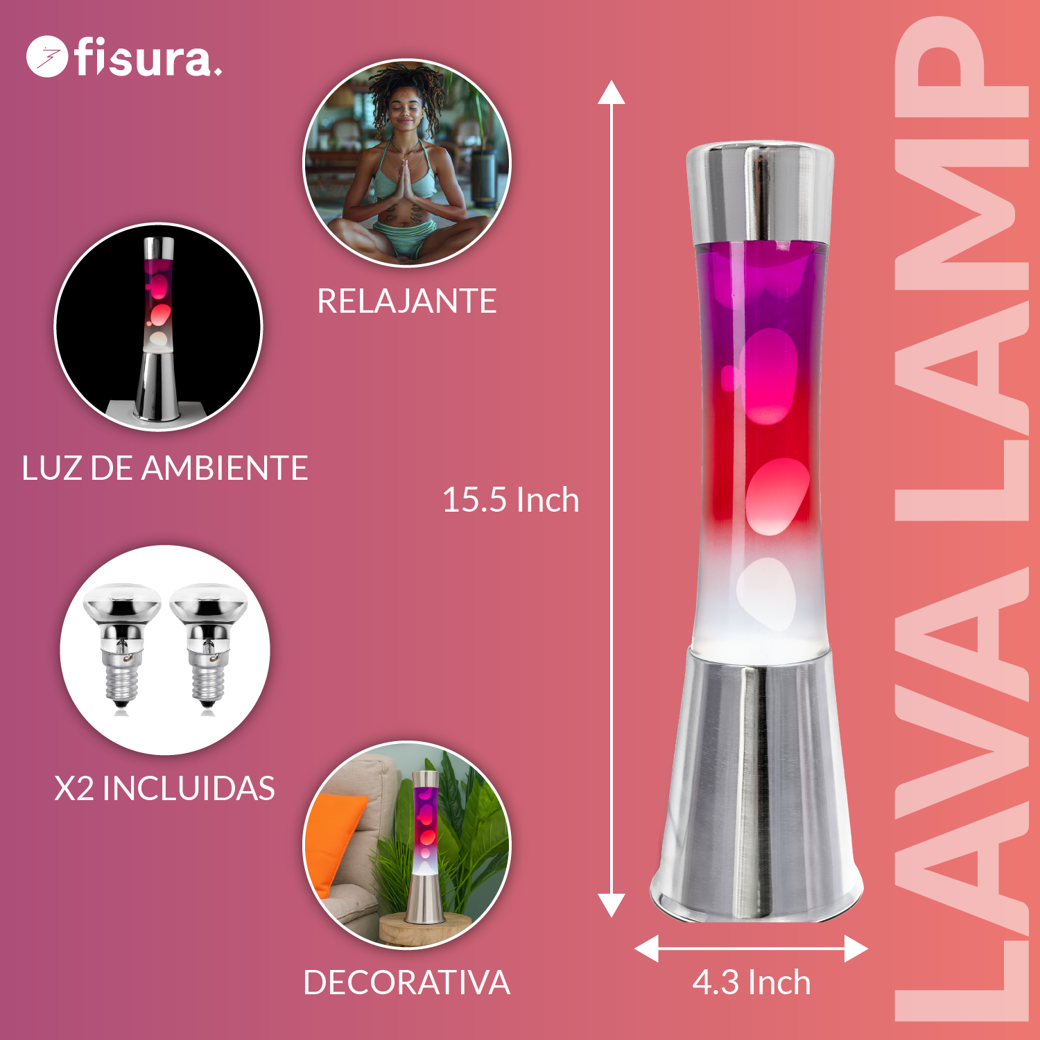 Lámpara de lava degradada rojo y blanco
