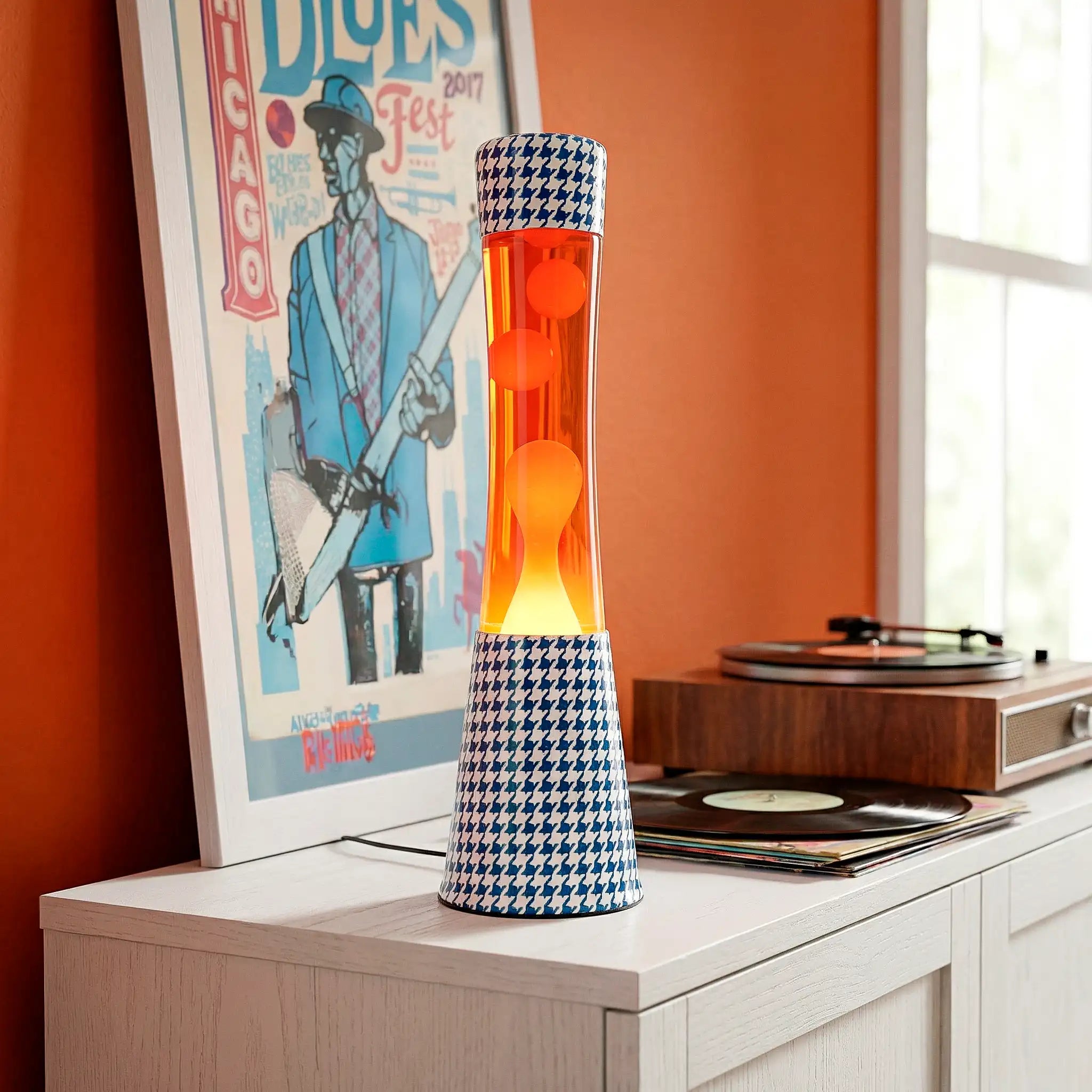 Lampe à lave imprimé pied-de-poule