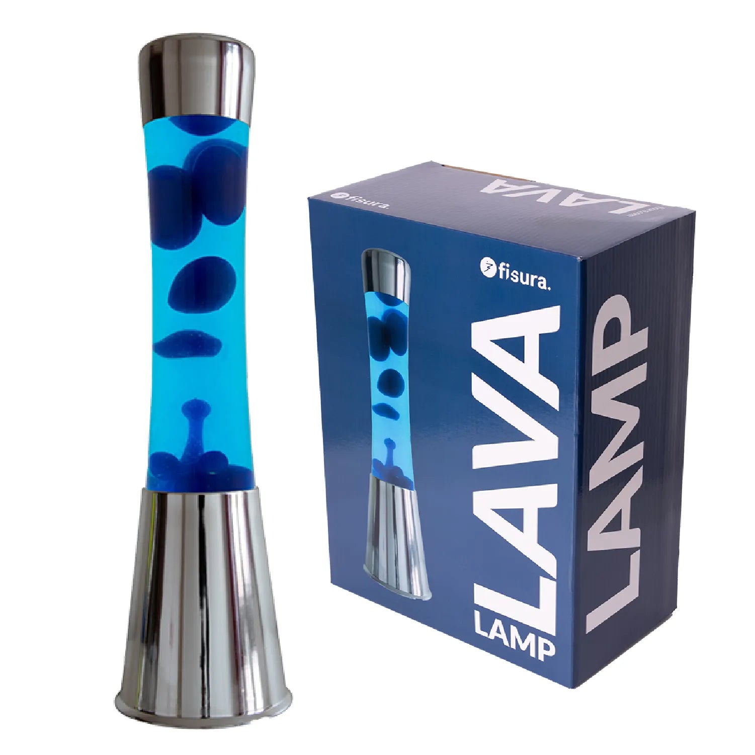 Lámpara de Lava - Cromo / Azul