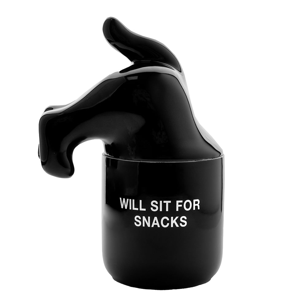 Bote premios “Will sit for snacks” negro