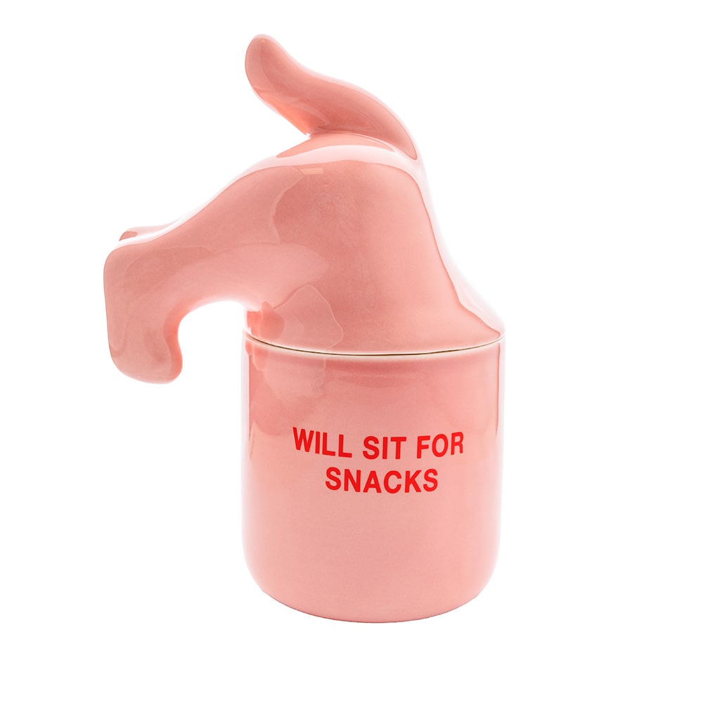 Bote premios “Will sit for snacks” rosa